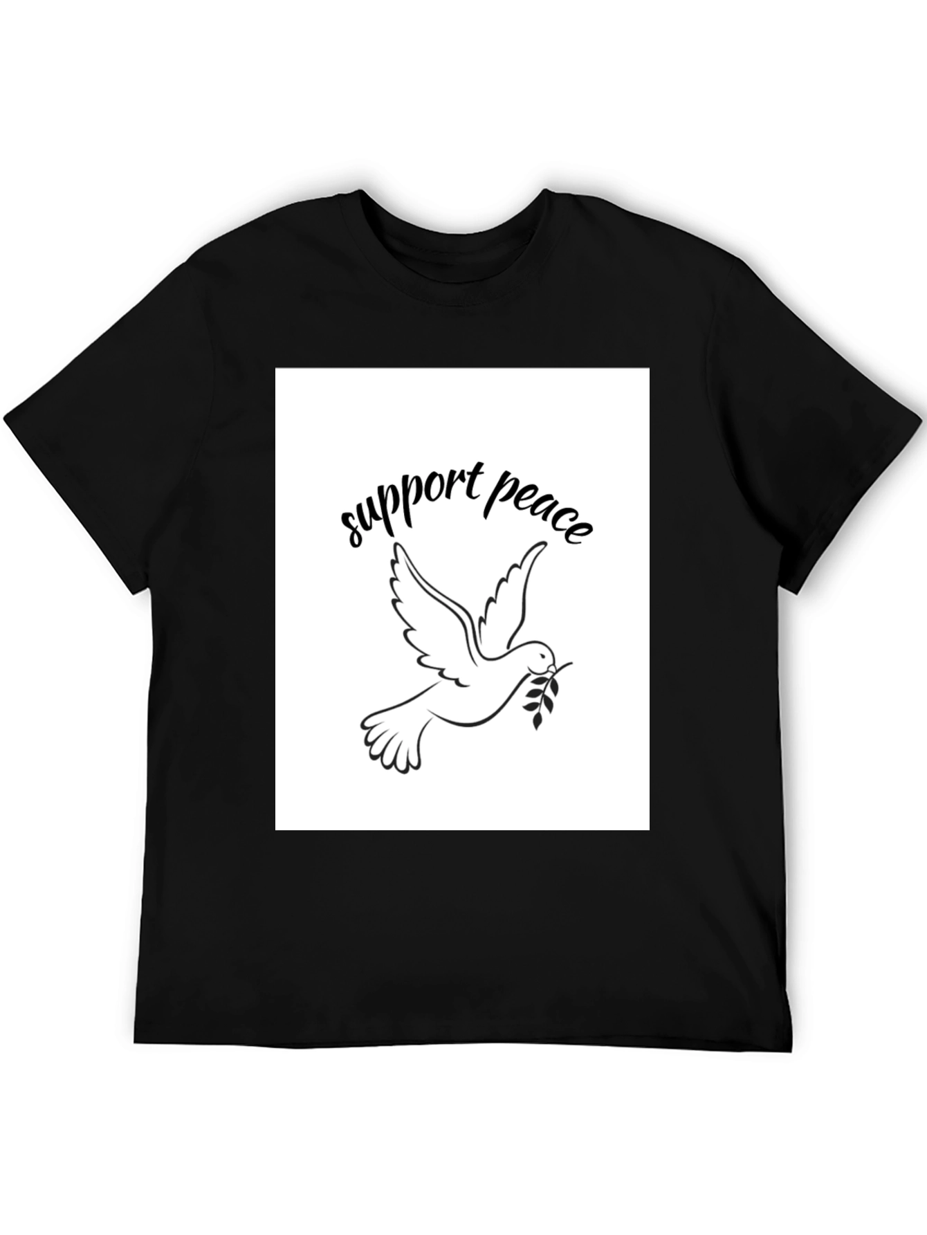 Support Peace Dove Graphic Black T-Shirt