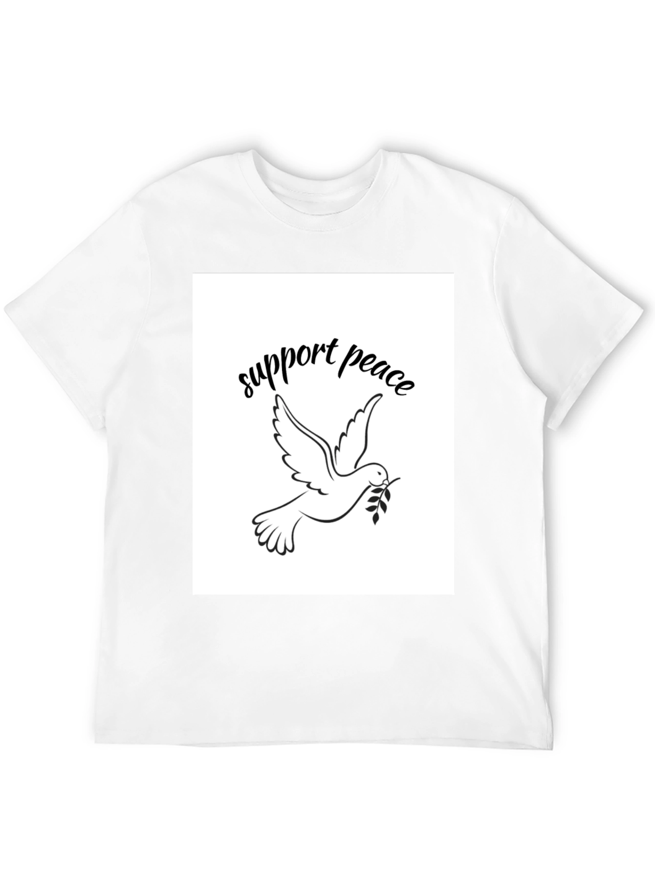 Support Peace Dove Graphic Black T-Shirt