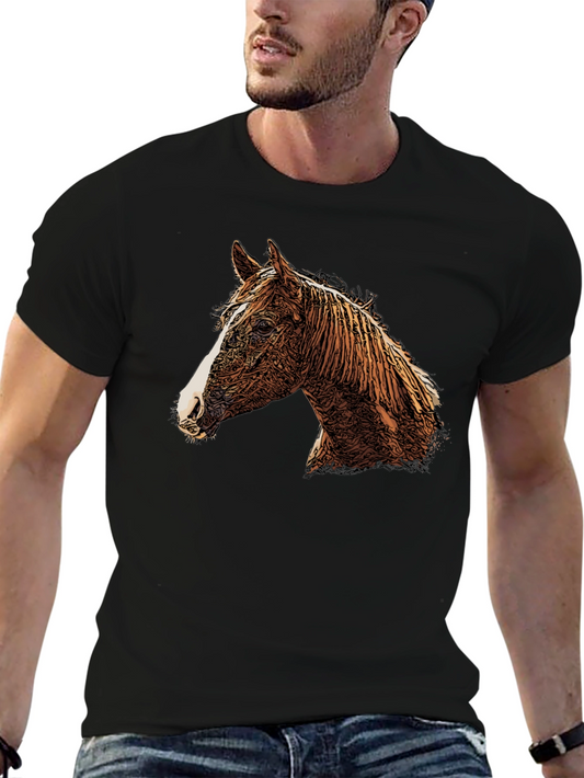 Horse Graphic Print Crew Neck T-Shirt