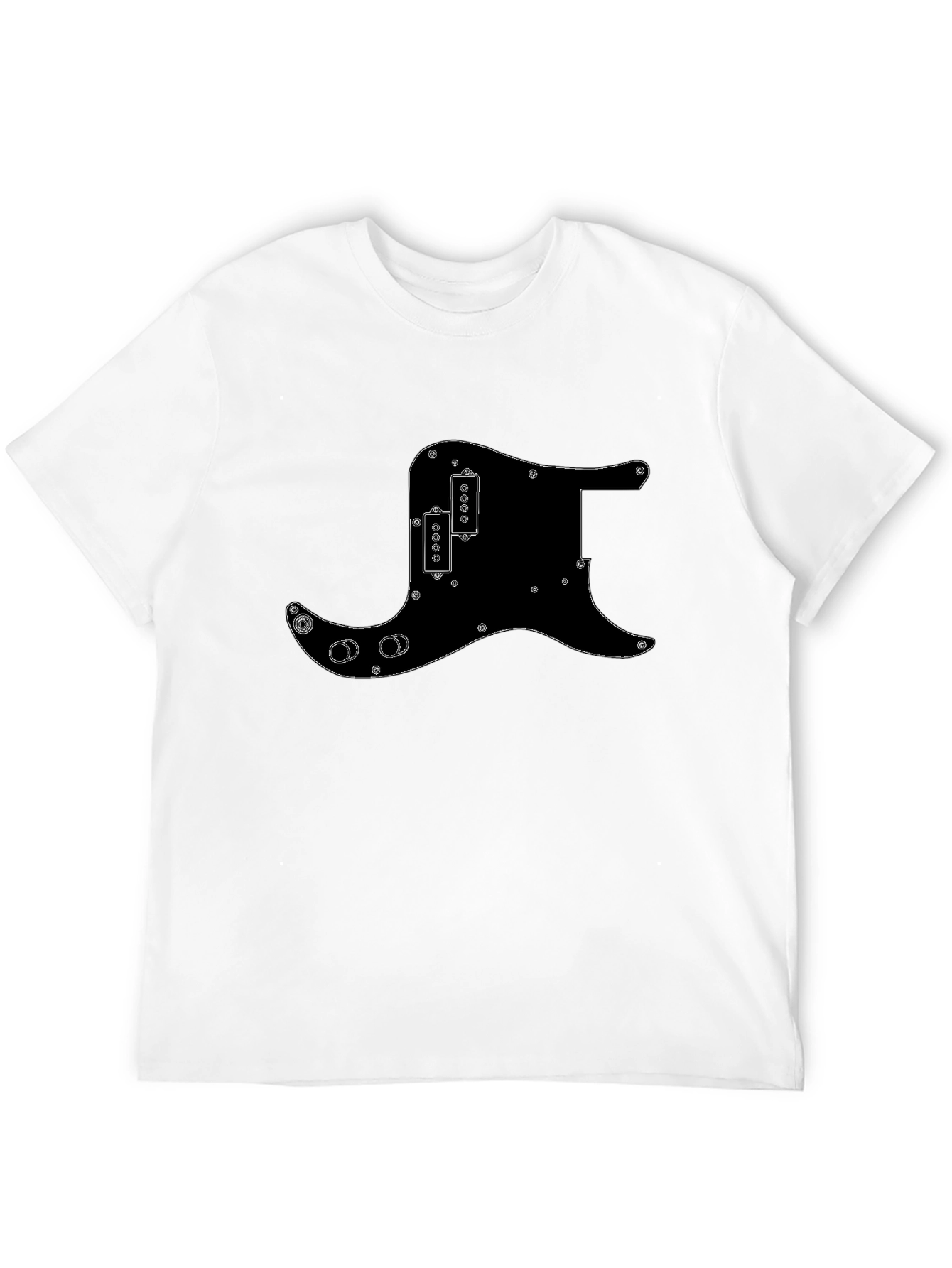 Black T-Shirt with Guitar Pickguard Design