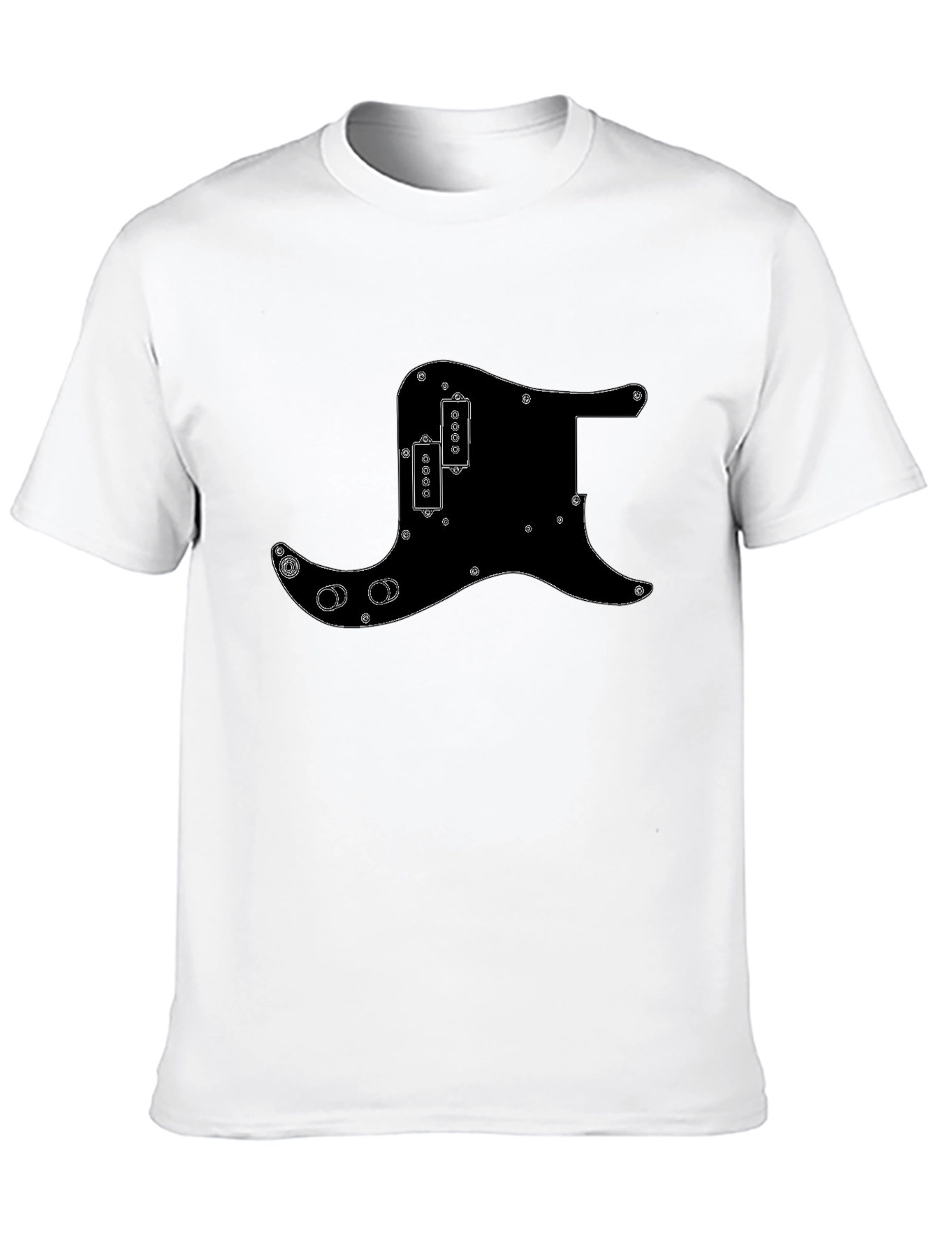 Black T-Shirt with Guitar Pickguard Design