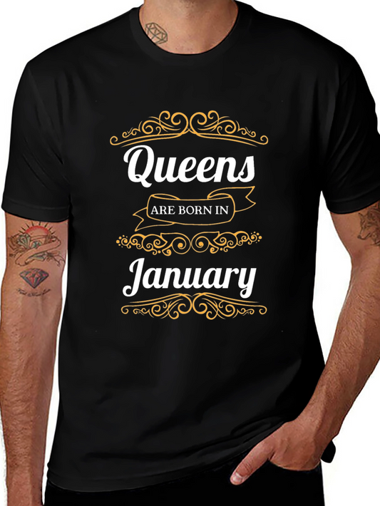 Queens Born in January Black T-Shirt