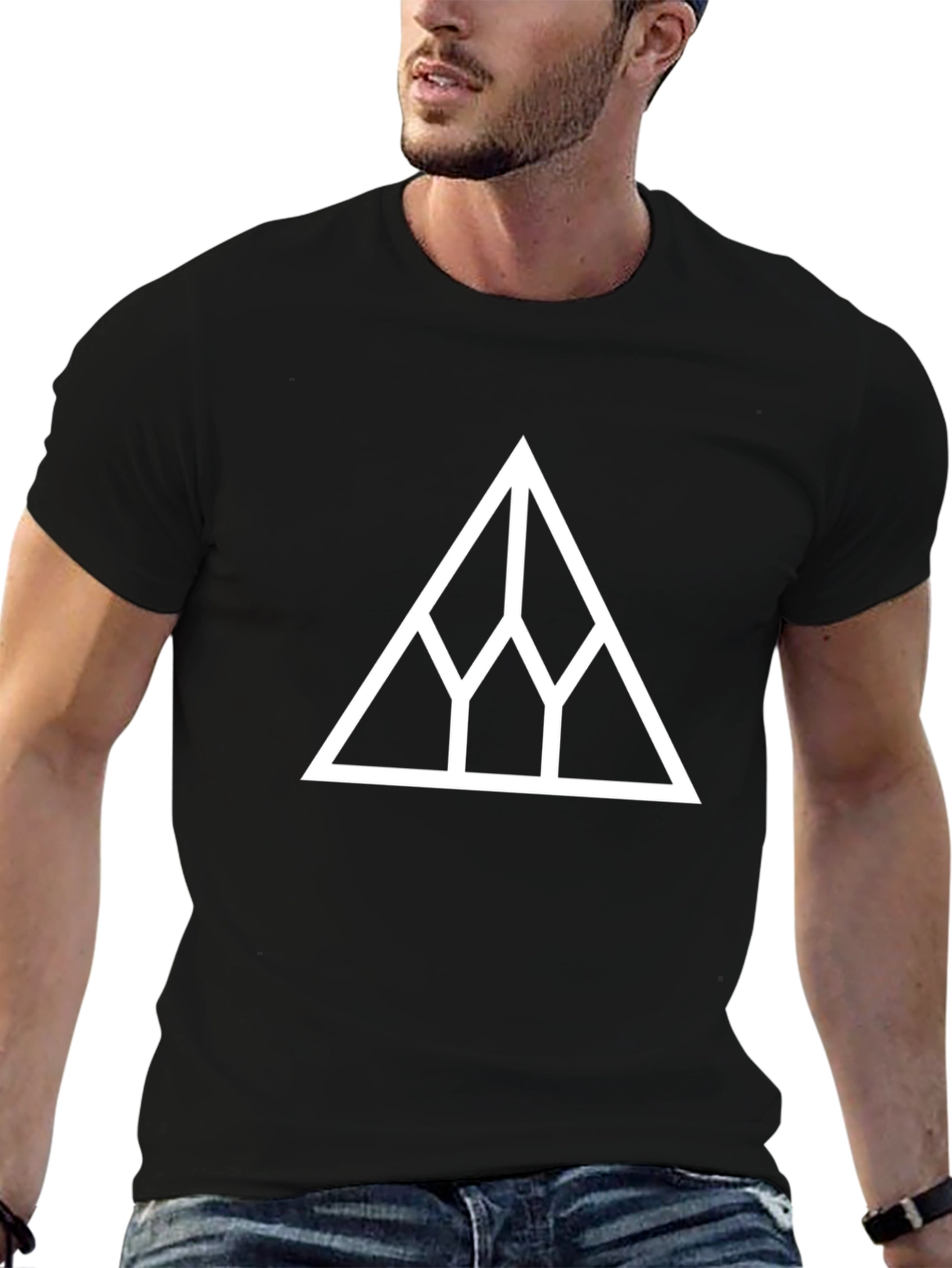 Minimalist Triangle Graphic Black T-Shirt