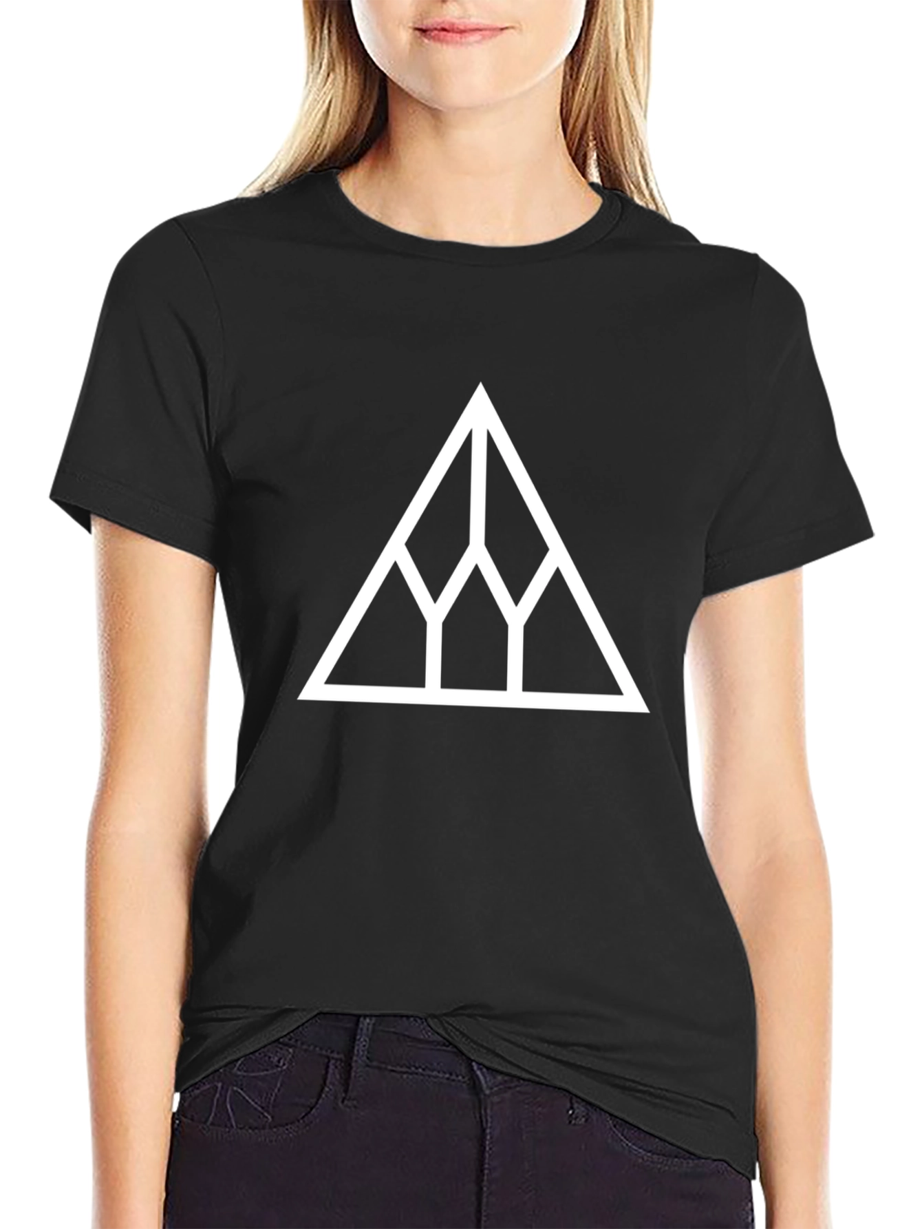 Minimalist Triangle Graphic Black T-Shirt