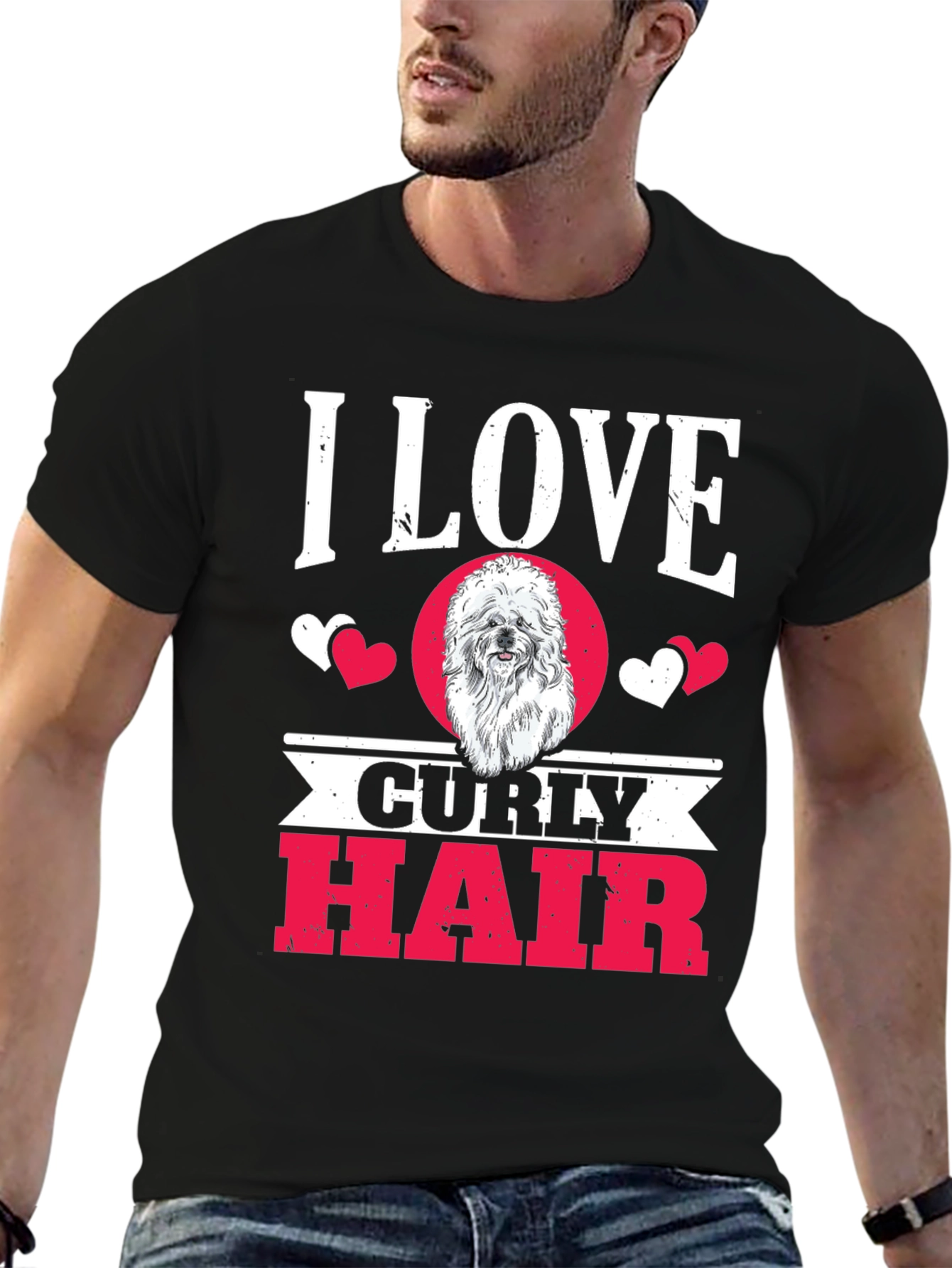 I Love Curly Hair Dog T-Shirt