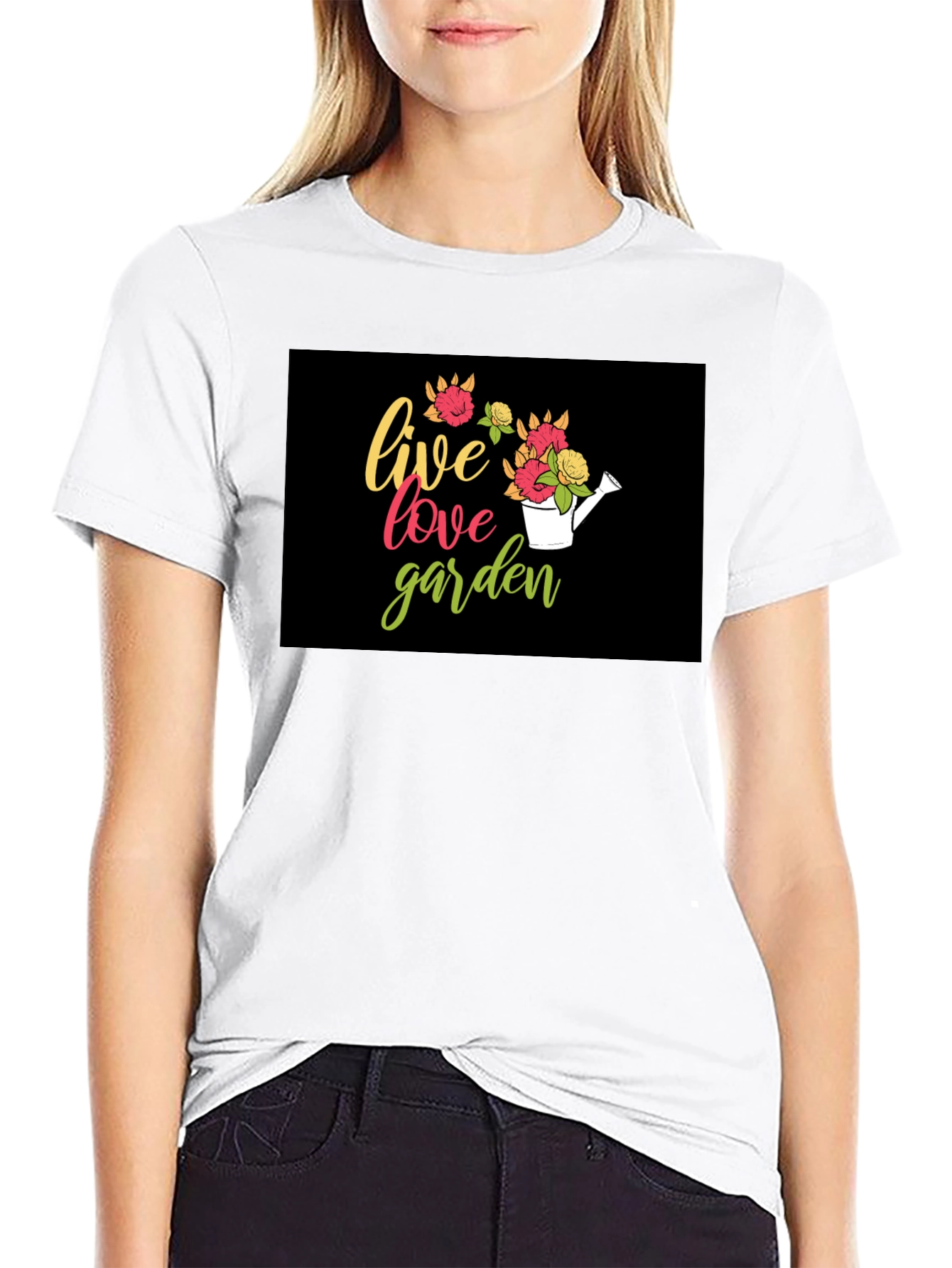 Live Love Garden T-Shirt - Floral Watering Can