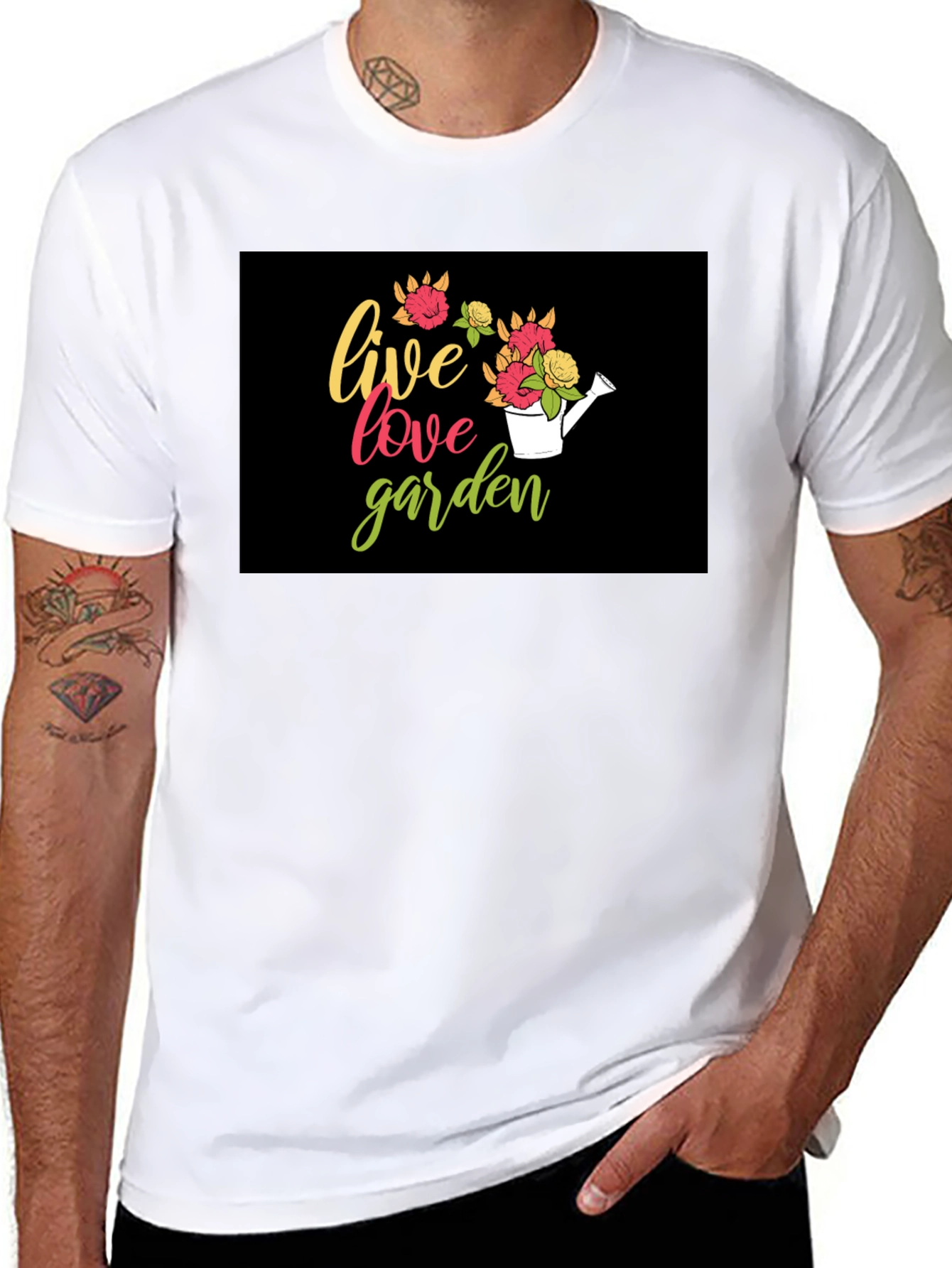 Live Love Garden T-Shirt - Floral Watering Can
