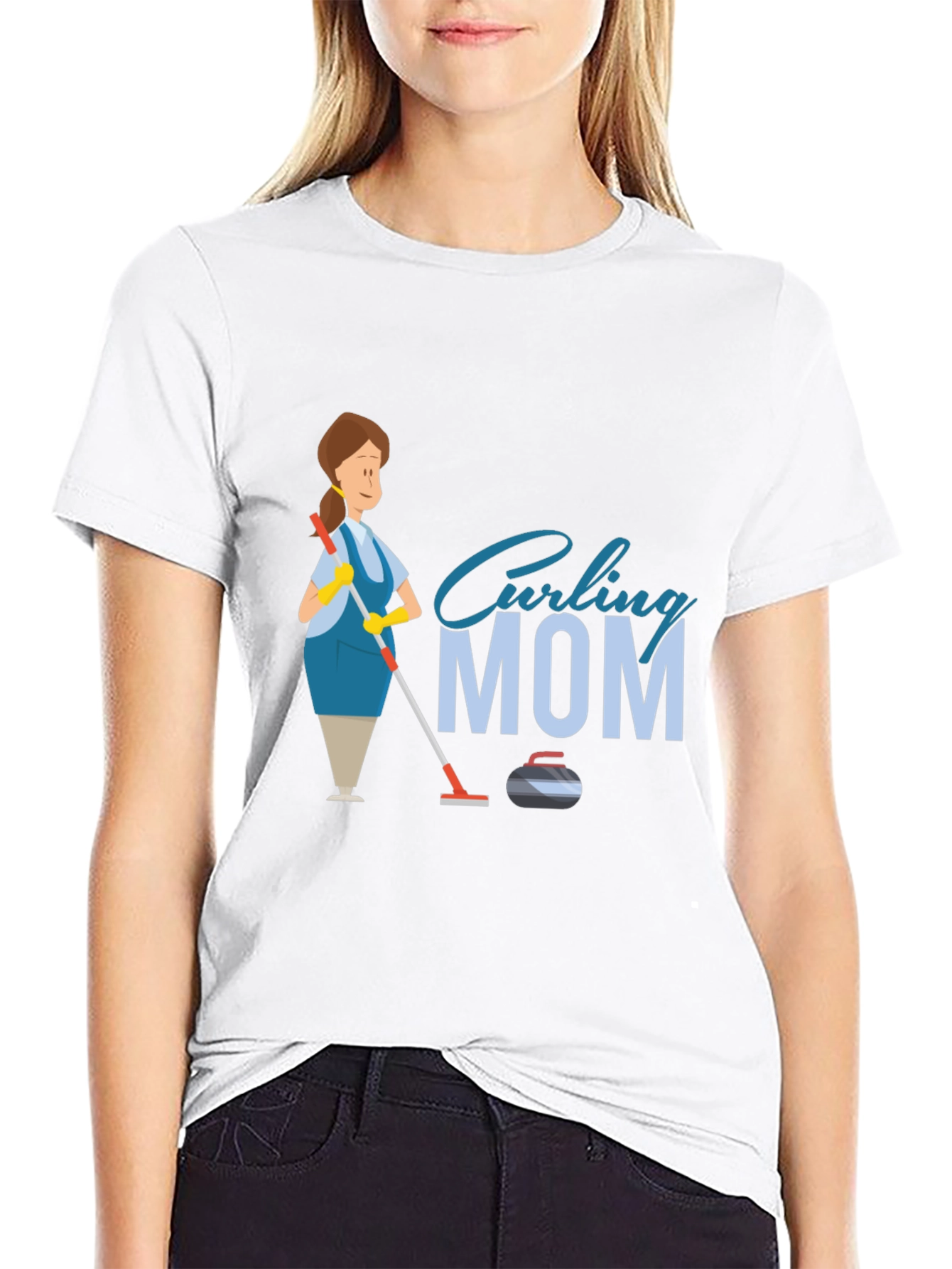 Curling Mom Black T-Shirt - Sports & Family
