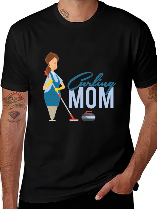 Curling Mom Black T-Shirt - Sports & Family