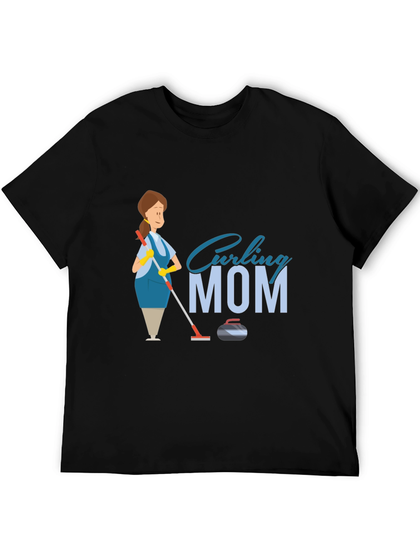 Curling Mom Black T-Shirt - Sports & Family