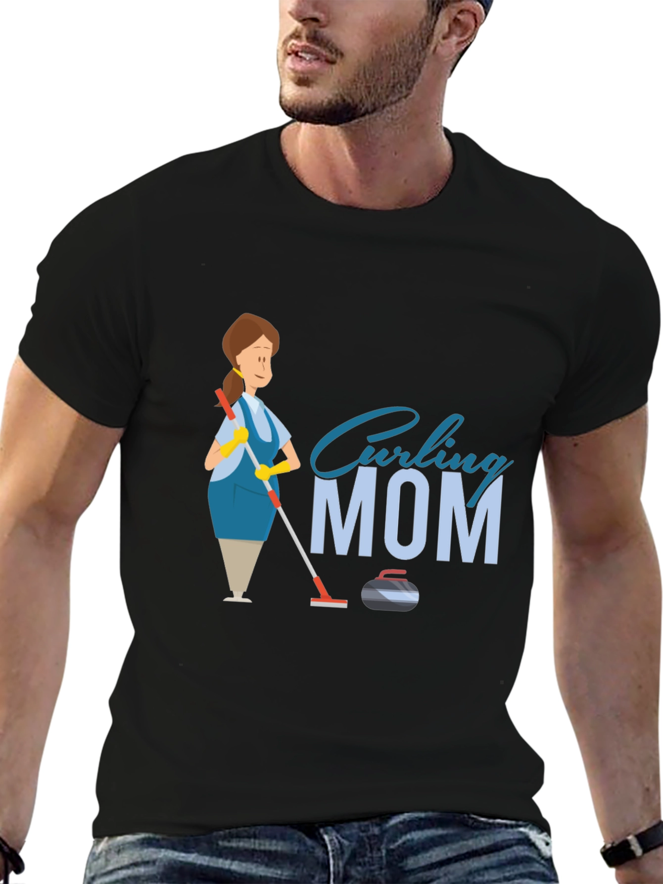 Curling Mom Black T-Shirt - Sports & Family