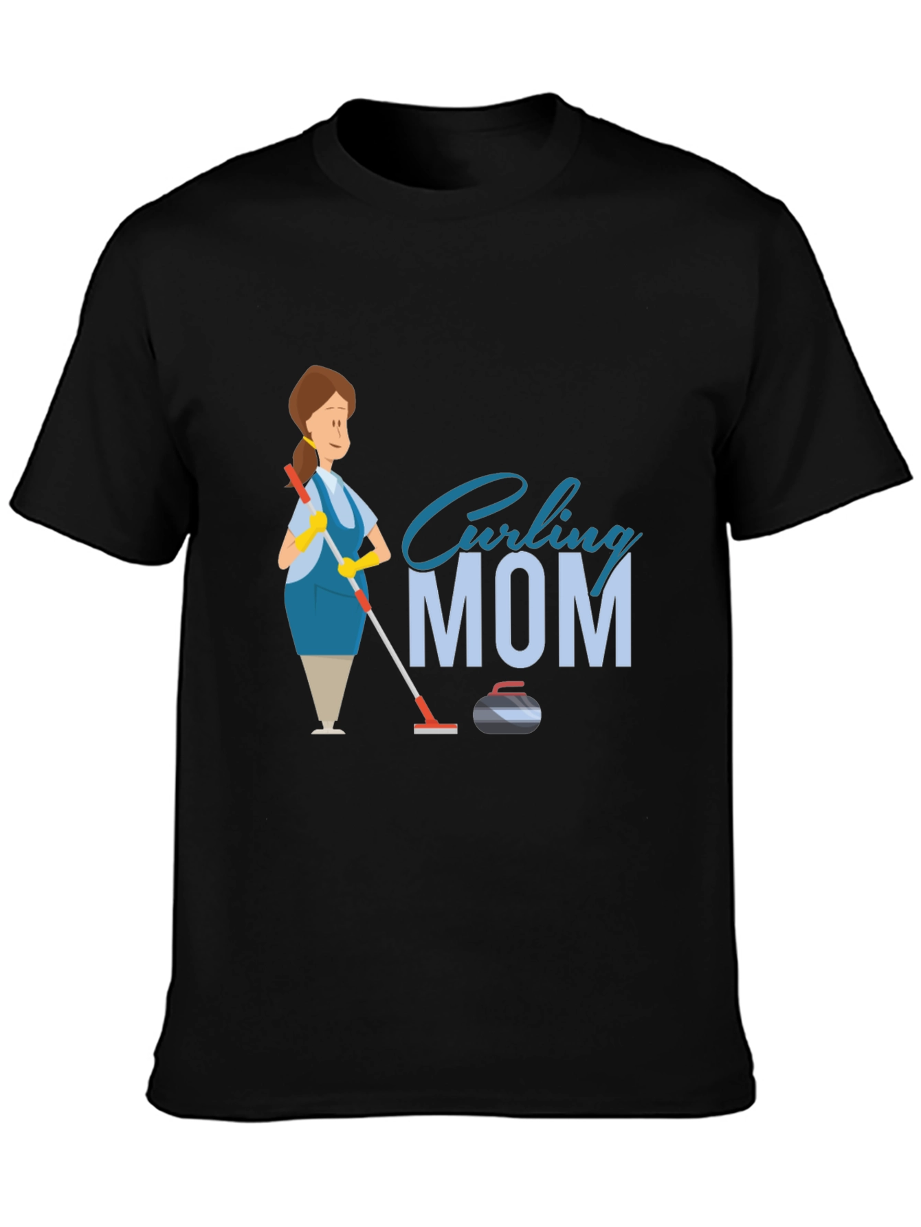 Curling Mom Black T-Shirt - Sports & Family