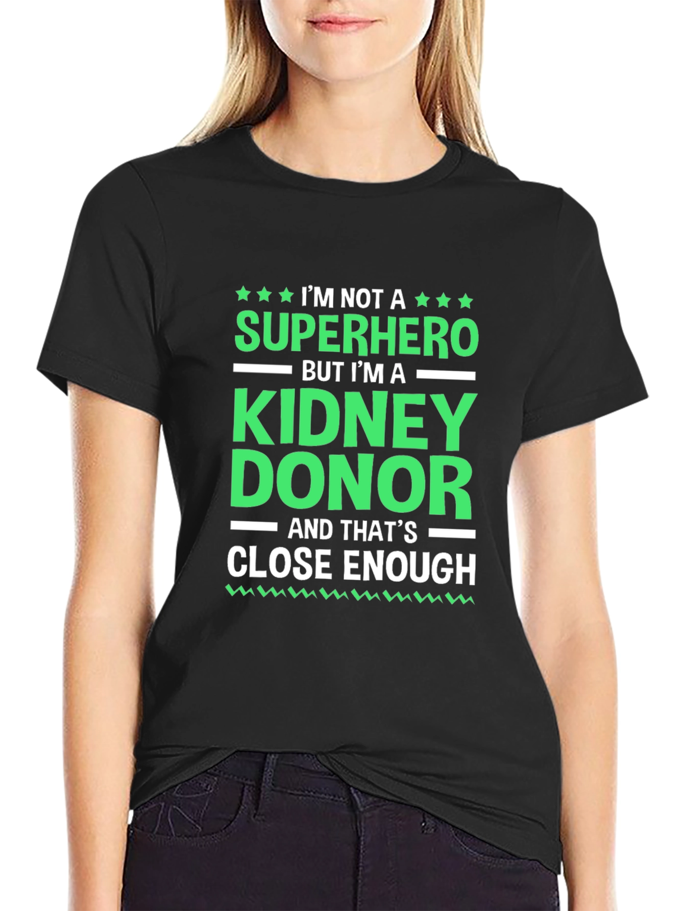 Kidney Donor Superhero T-Shirt - Black Cotton Tee