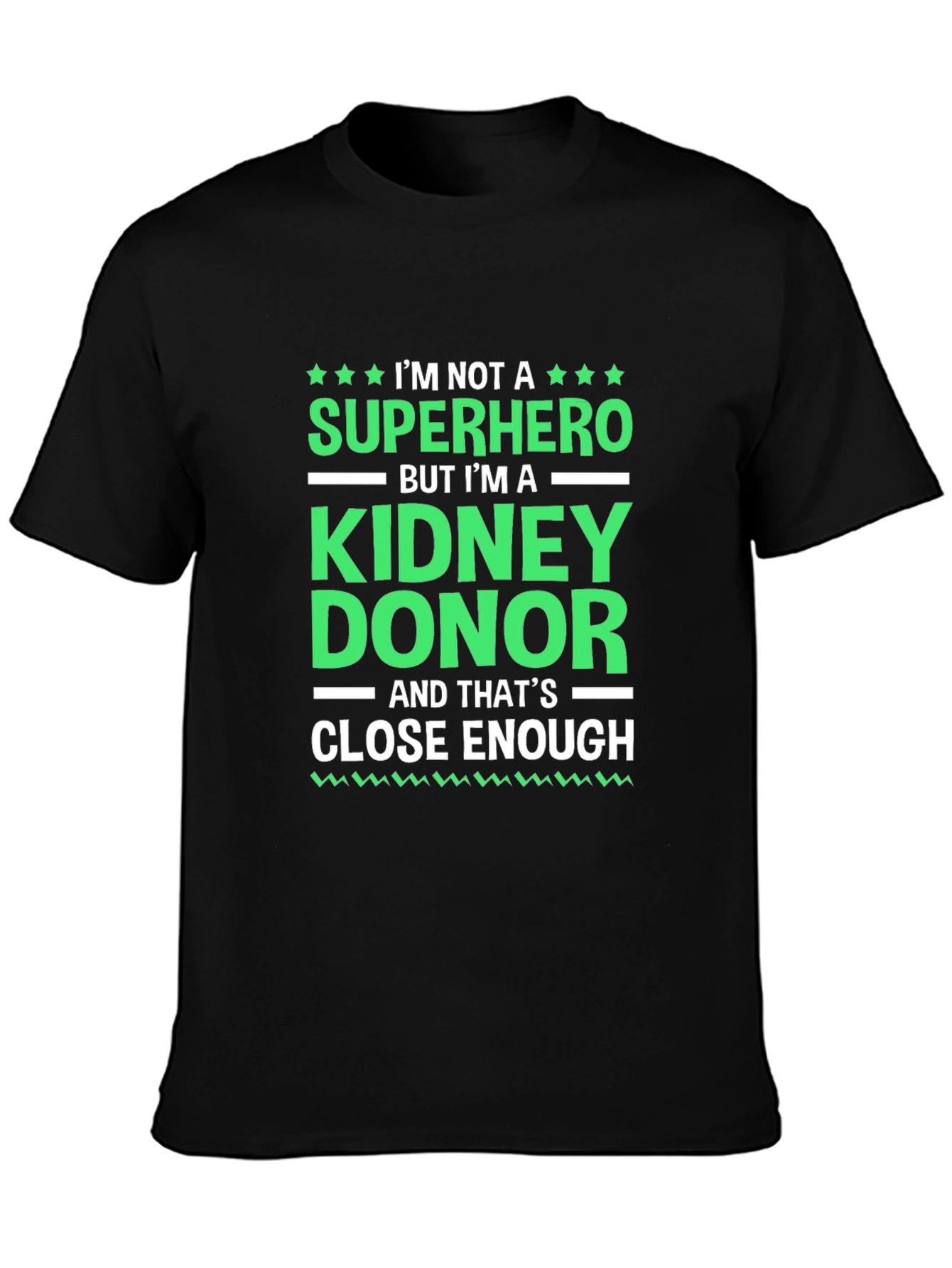 Kidney Donor Superhero T-Shirt - Black Cotton Tee
