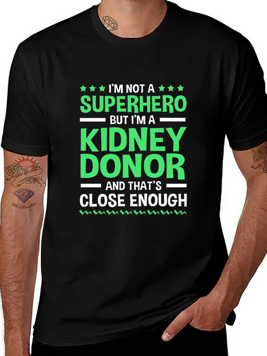 Kidney Donor Superhero T-Shirt - Black Cotton Tee
