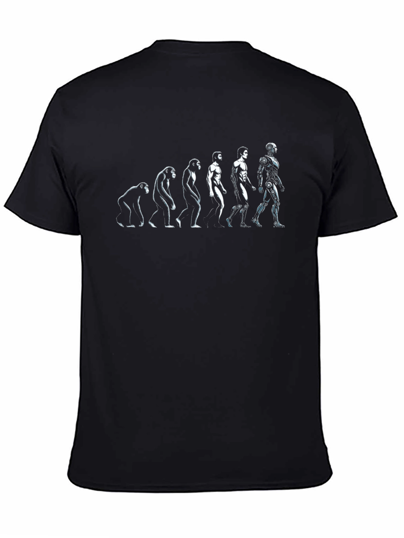 Evolution to Robot Black Graphic T-Shirt
