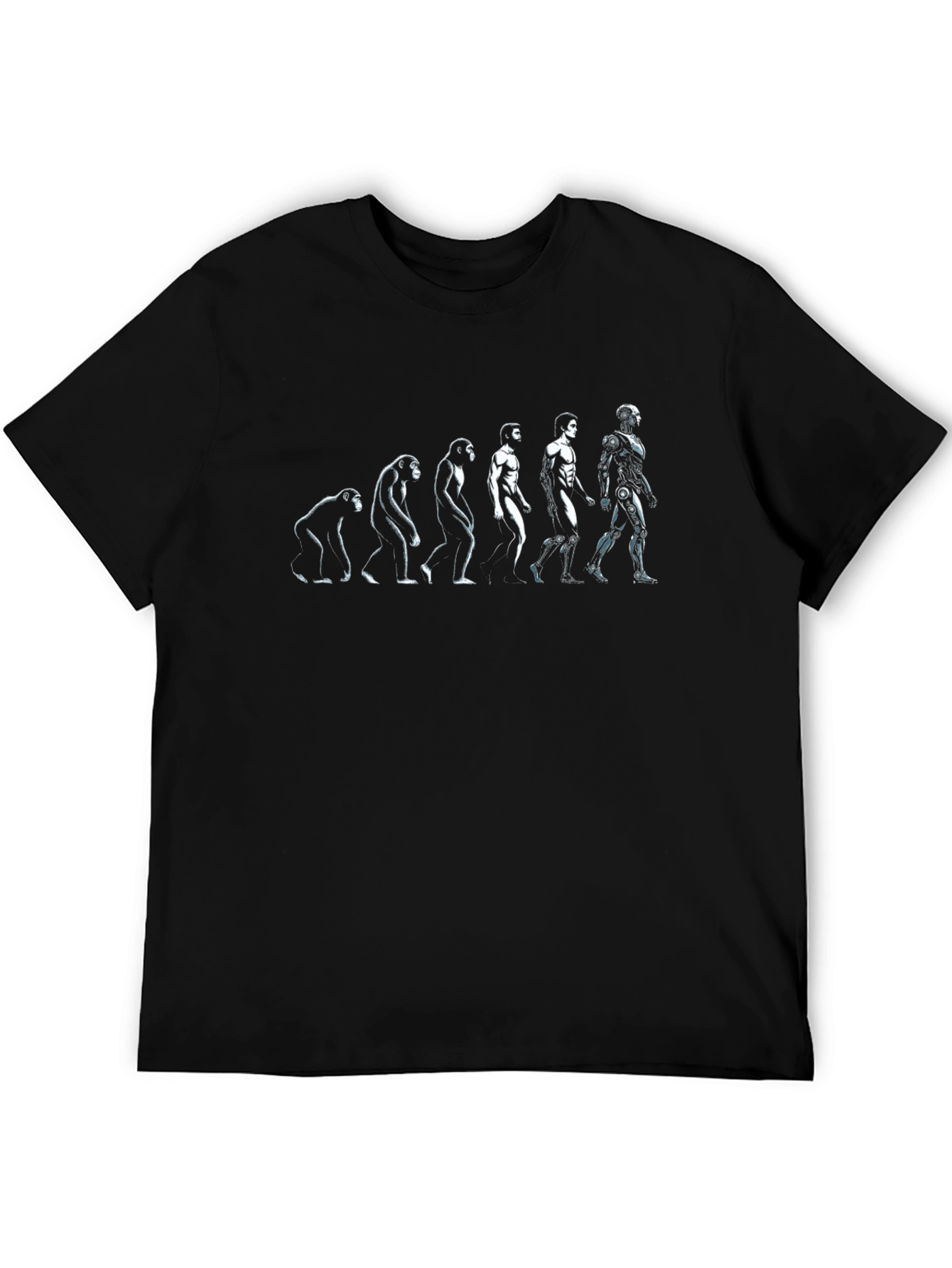 Evolution to Robot Black Graphic T-Shirt