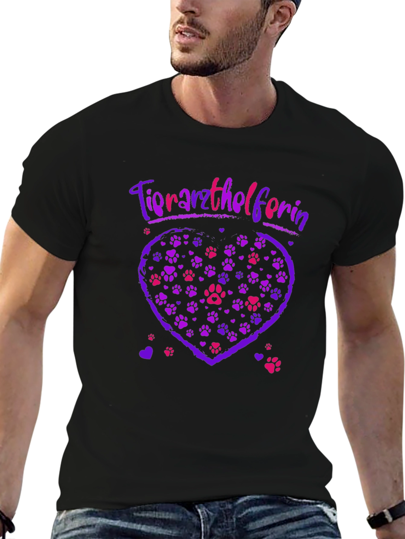 Tierarzthelferin Heart Paw Print Tee