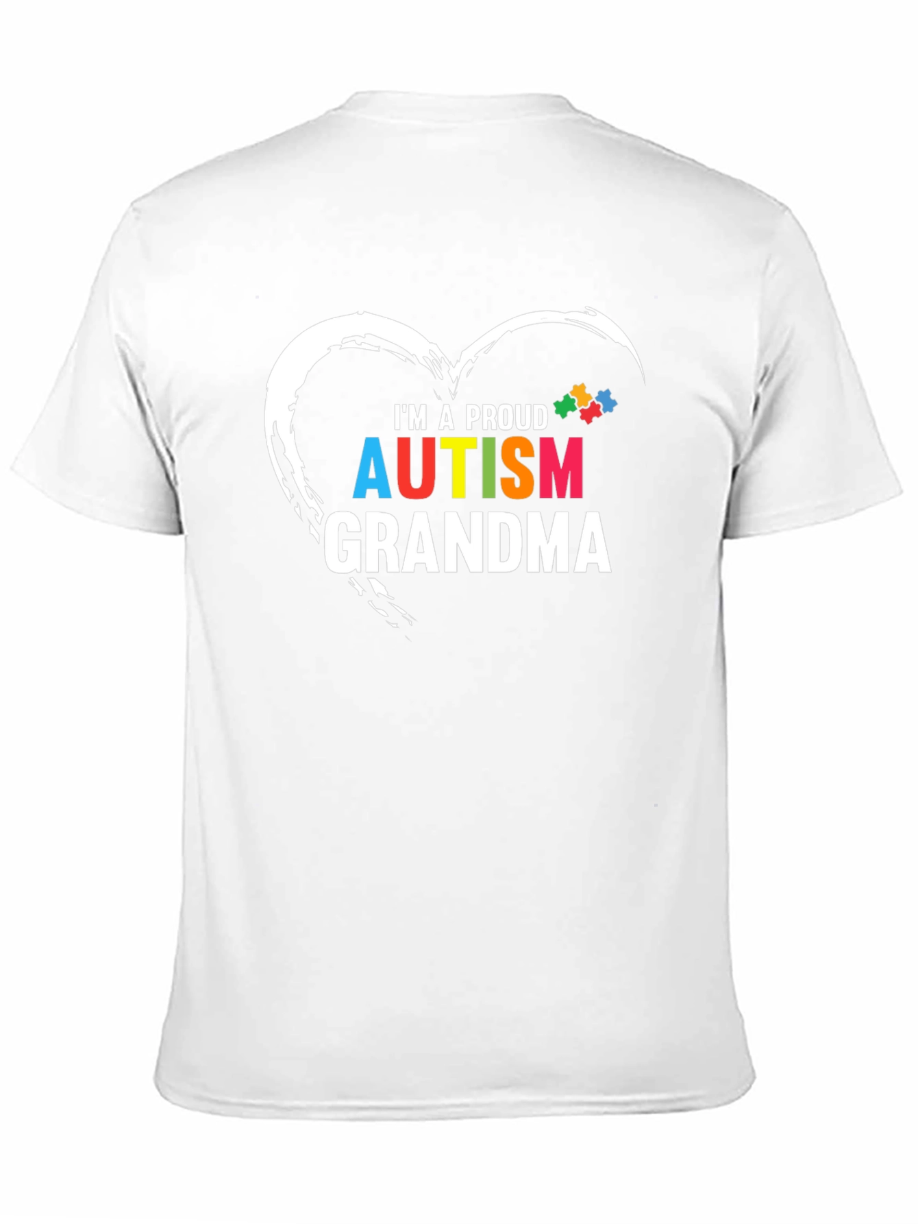 Proud Autism Grandma T-Shirt Puzzle Heart Design