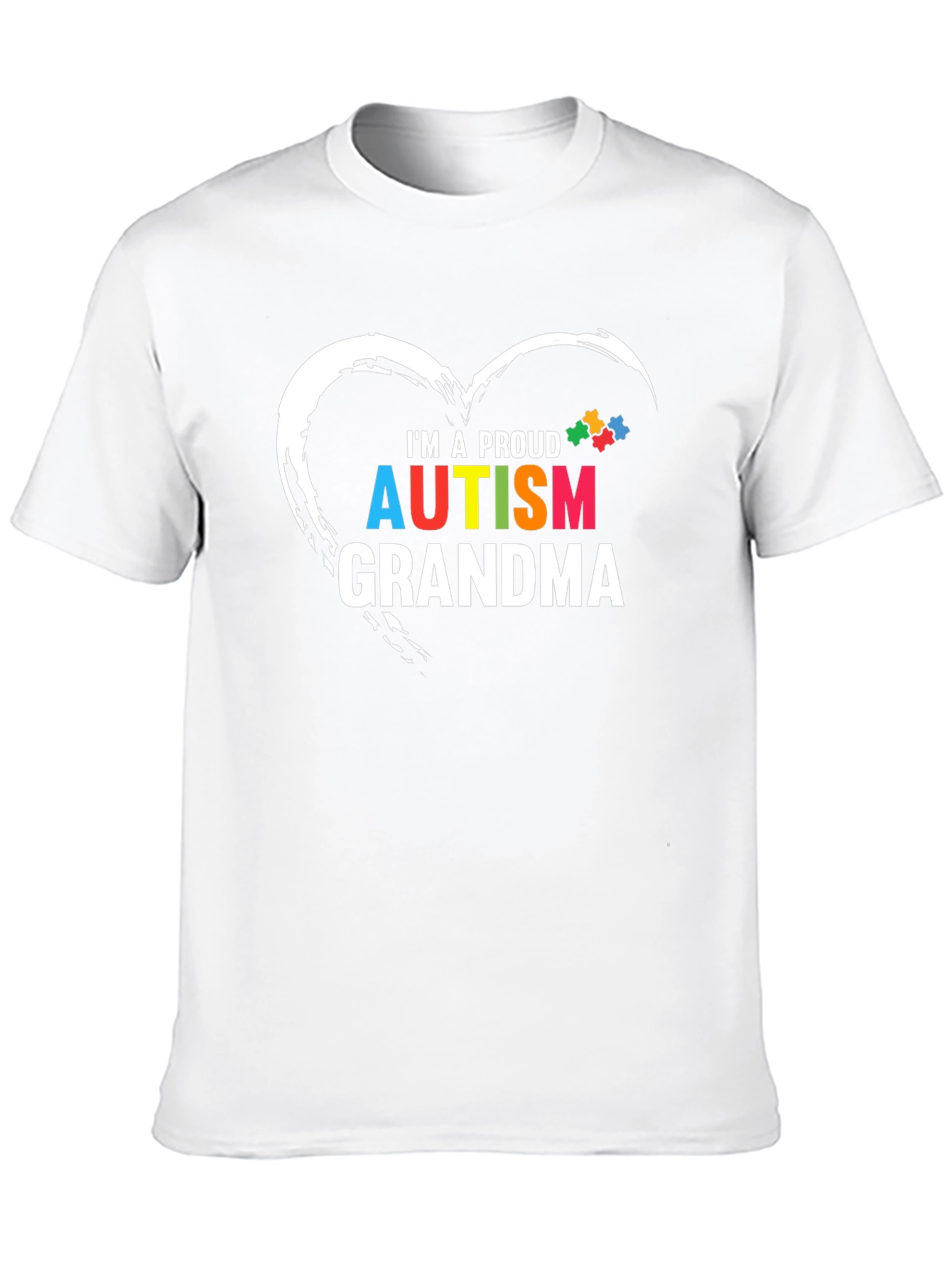 Proud Autism Grandma T-Shirt Puzzle Heart Design