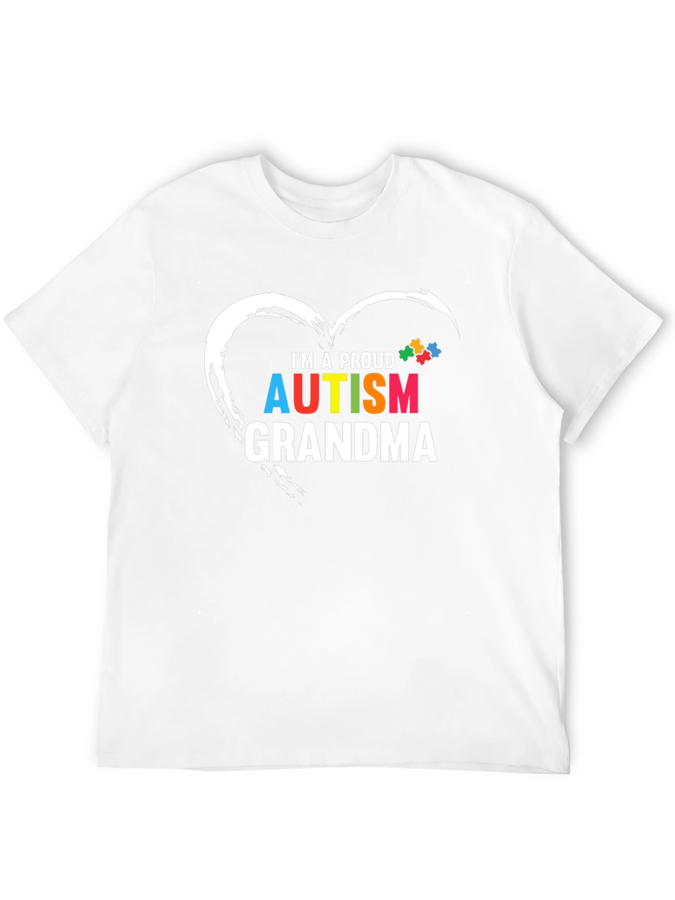Proud Autism Grandma T-Shirt Puzzle Heart Design