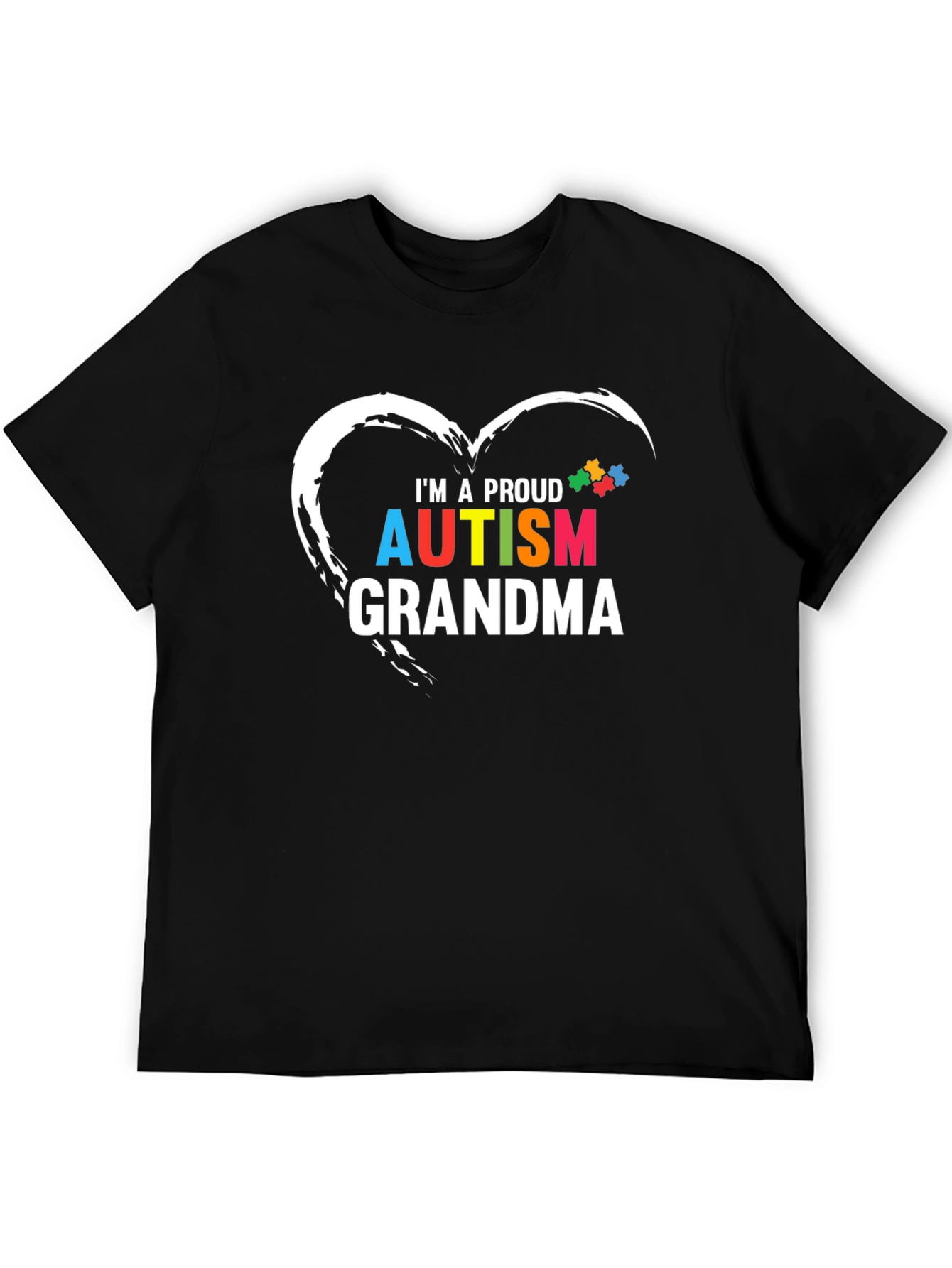 Proud Autism Grandma T-Shirt Puzzle Heart Design