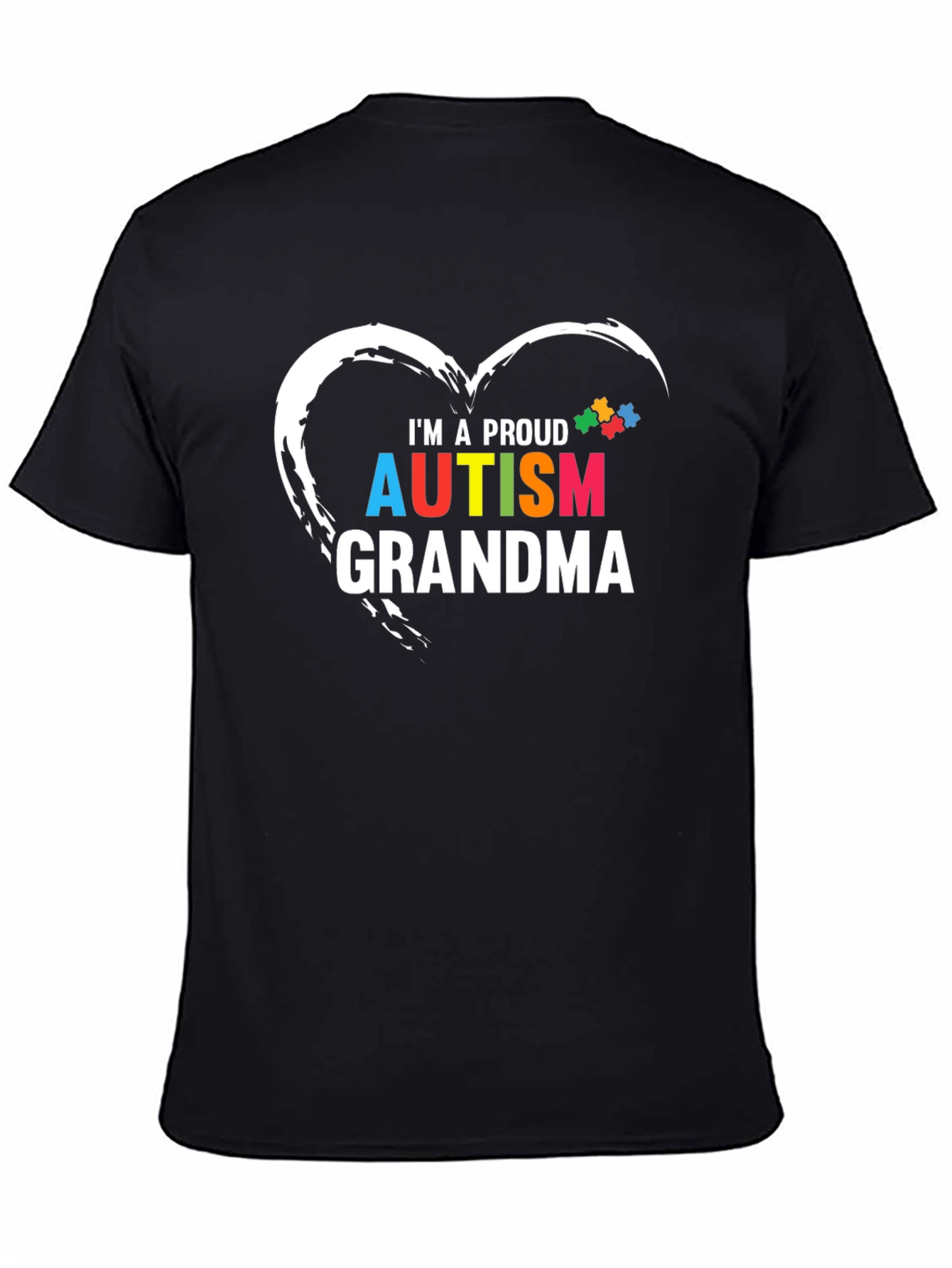 Proud Autism Grandma T-Shirt Puzzle Heart Design