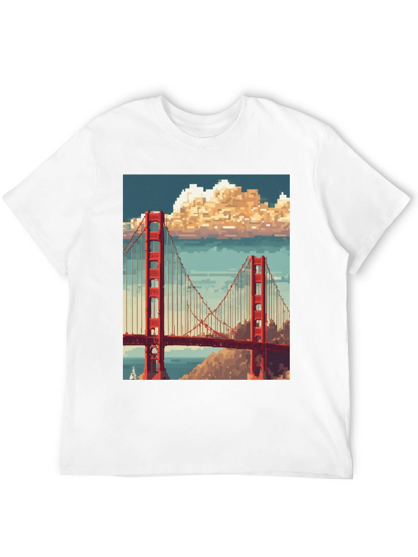 Golden Gate Pixel Art Black T-Shirt