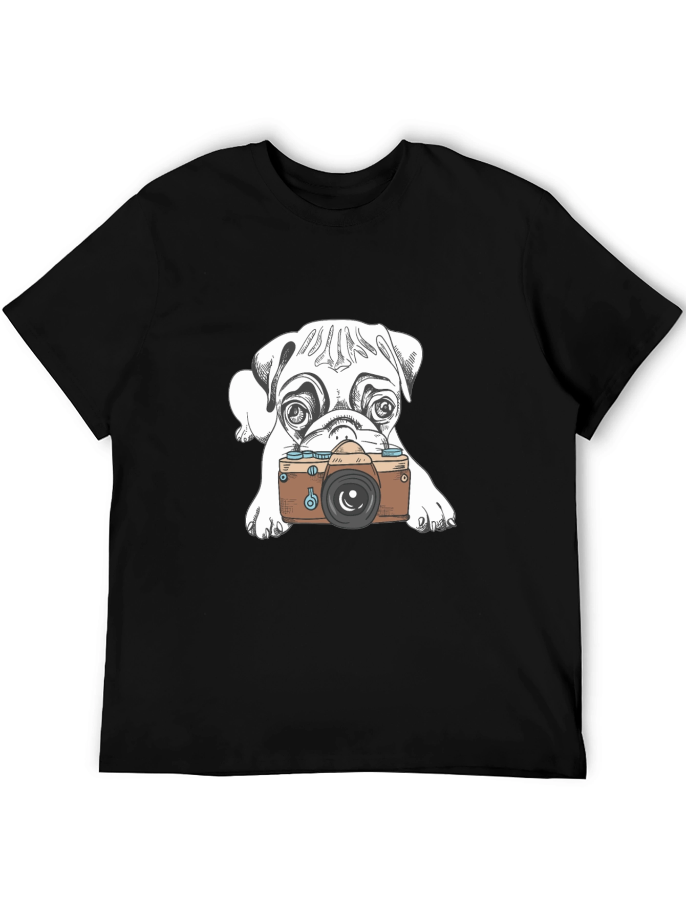 Dog Photographer Graphic Tee - Casual Black T-Shirt