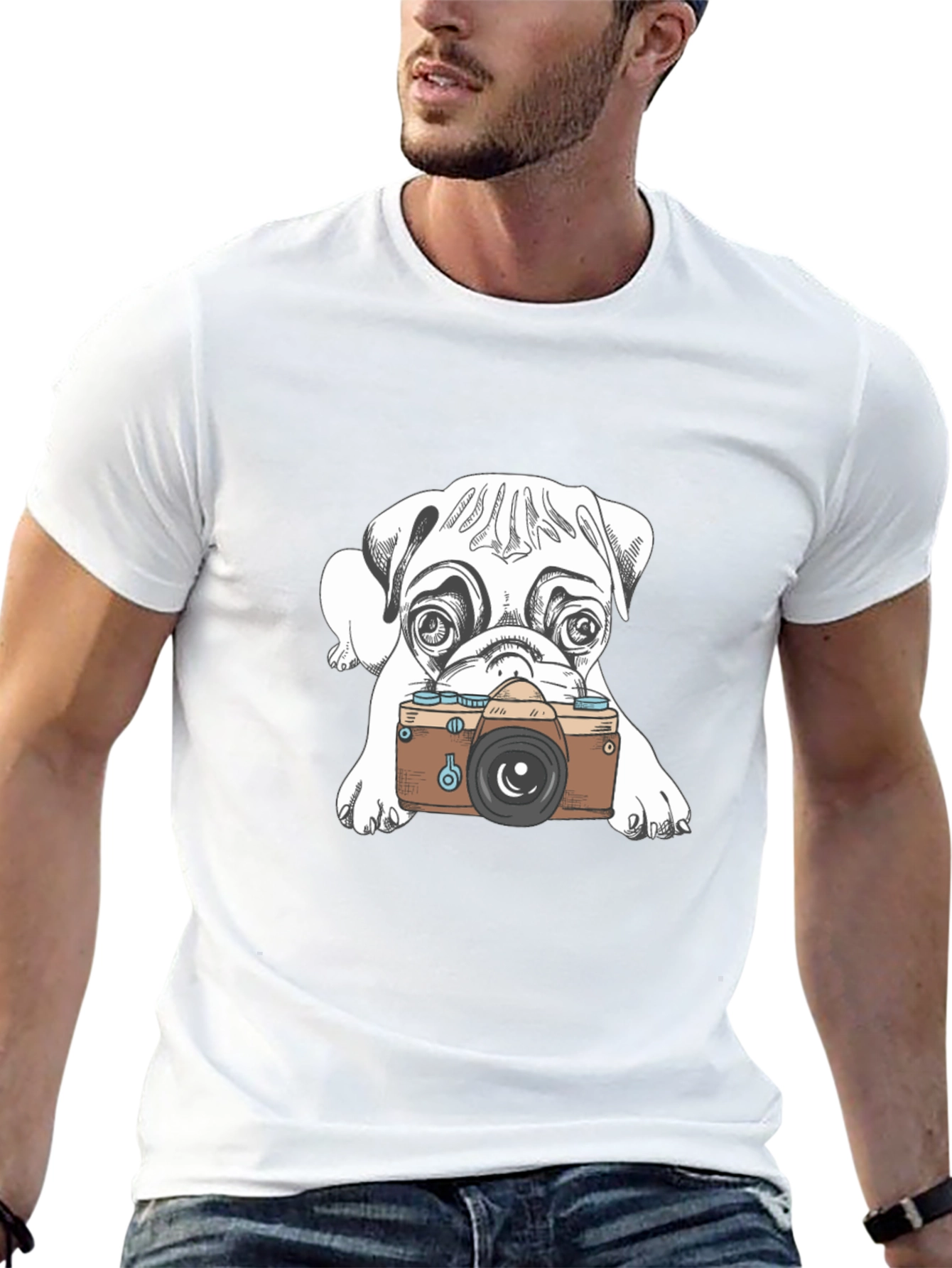 Dog Photographer Graphic Tee - Casual Black T-Shirt
