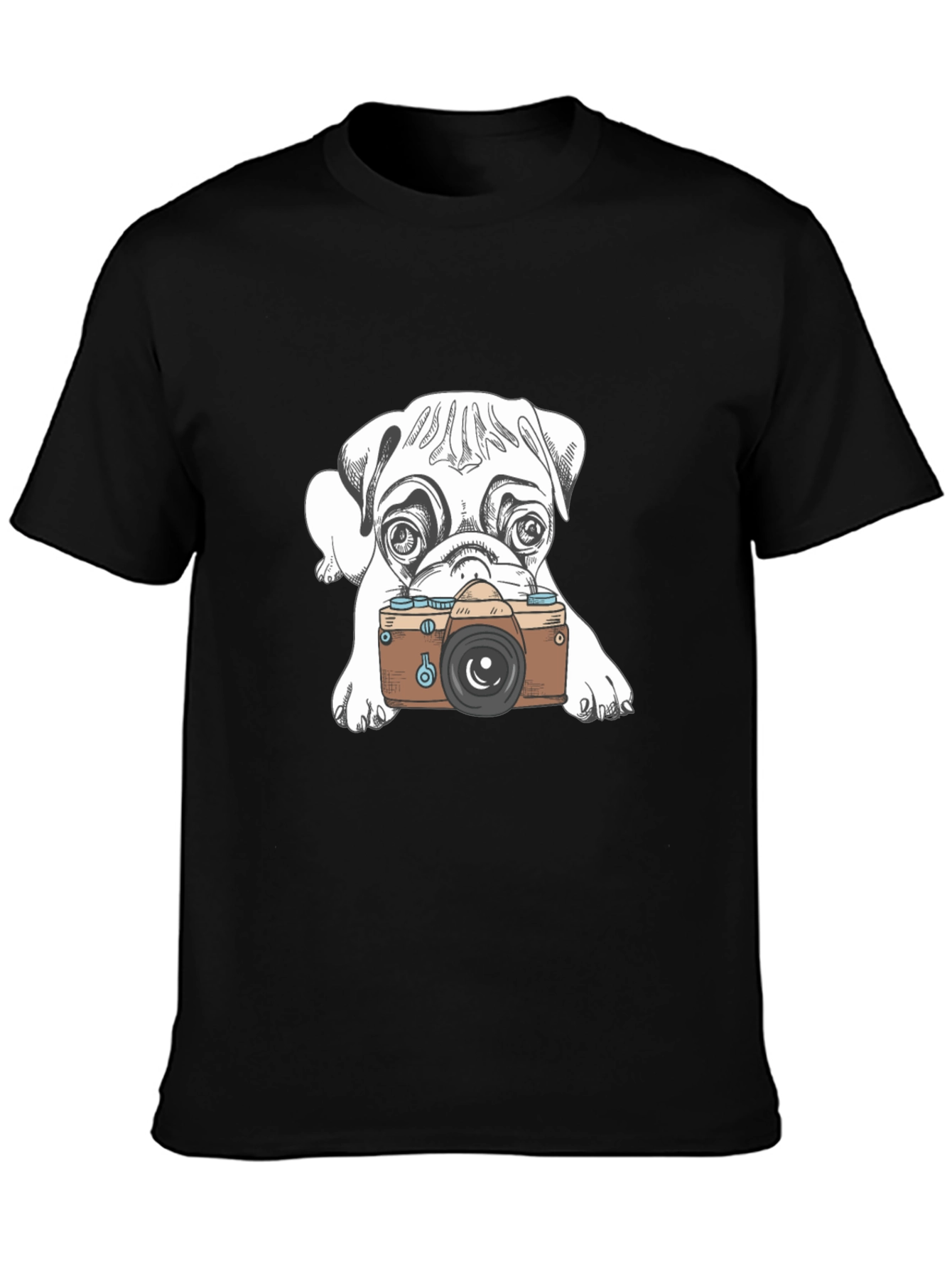 Dog Photographer Graphic Tee - Casual Black T-Shirt
