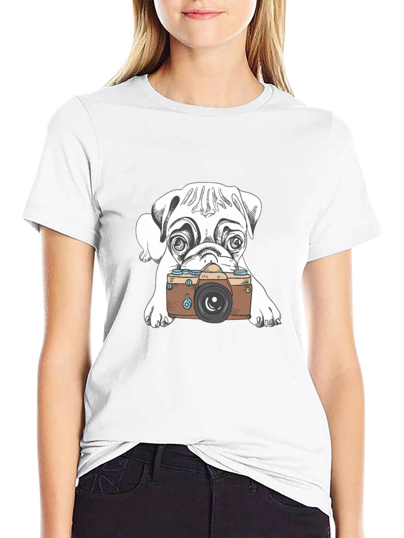 Dog Photographer Graphic Tee - Casual Black T-Shirt