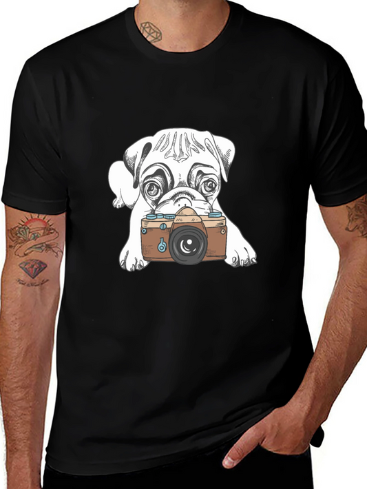 Dog Photographer Graphic Tee - Casual Black T-Shirt