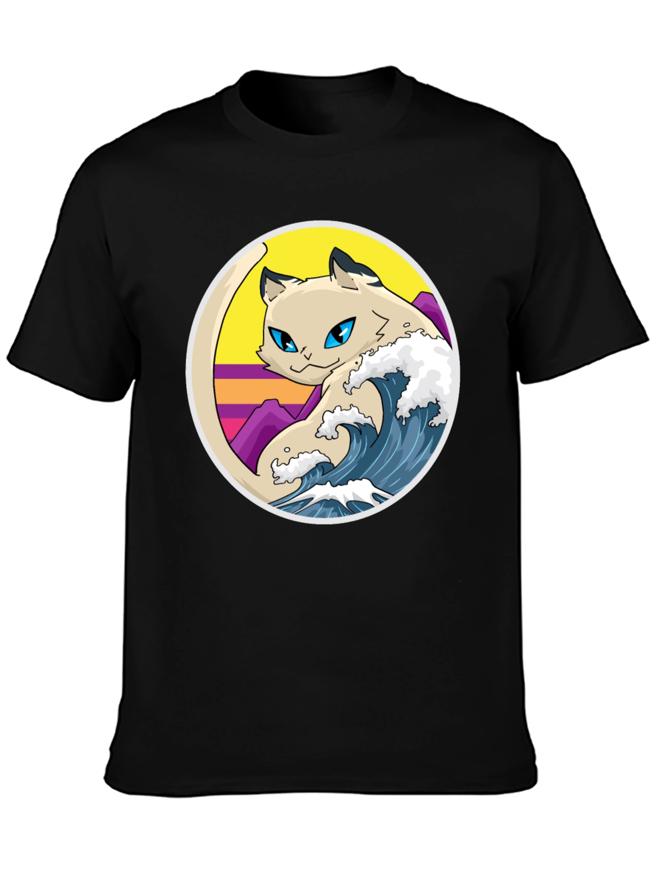 Retro Wave Cat Graphic T-Shirt