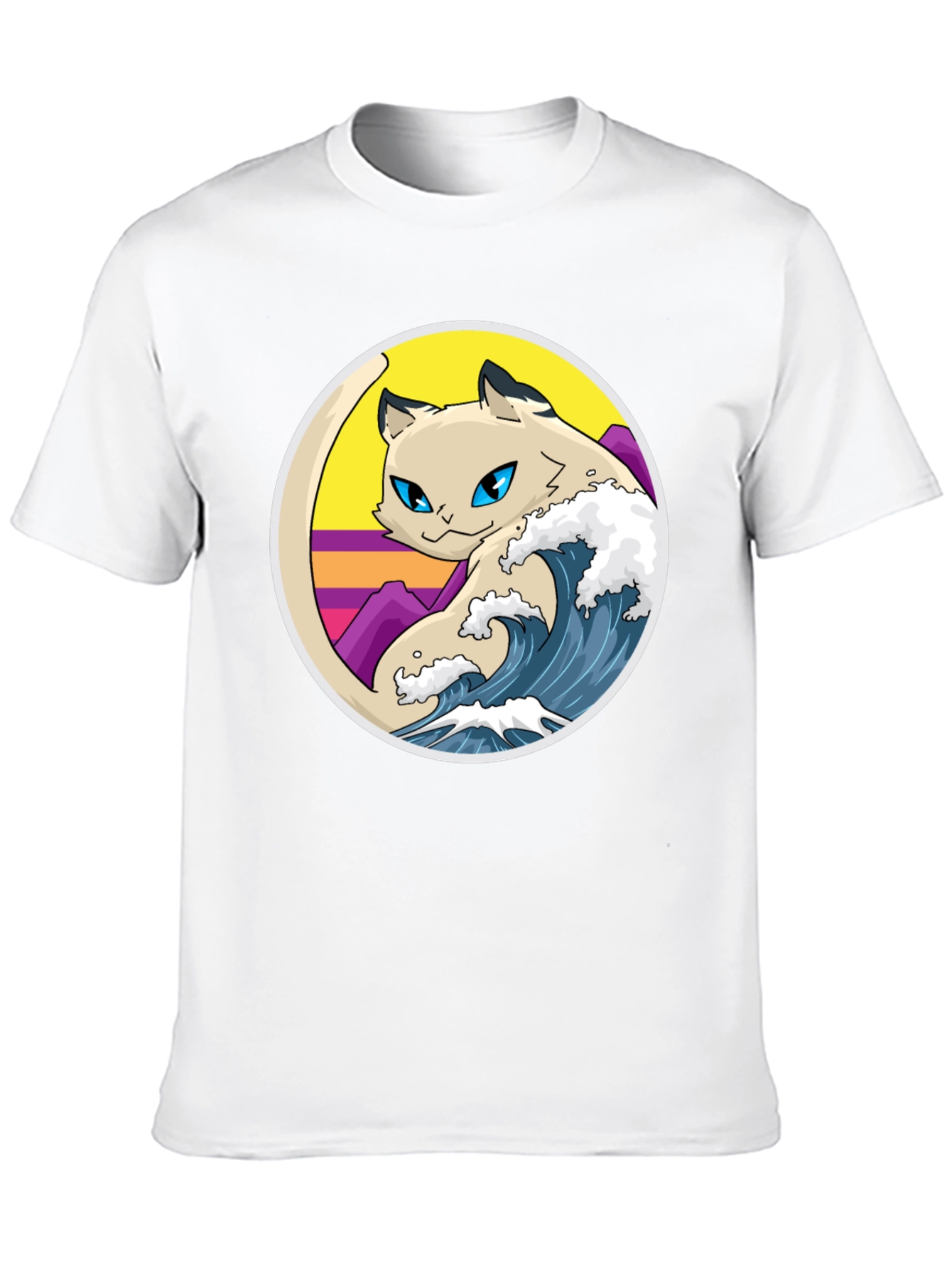 Retro Wave Cat Graphic T-Shirt
