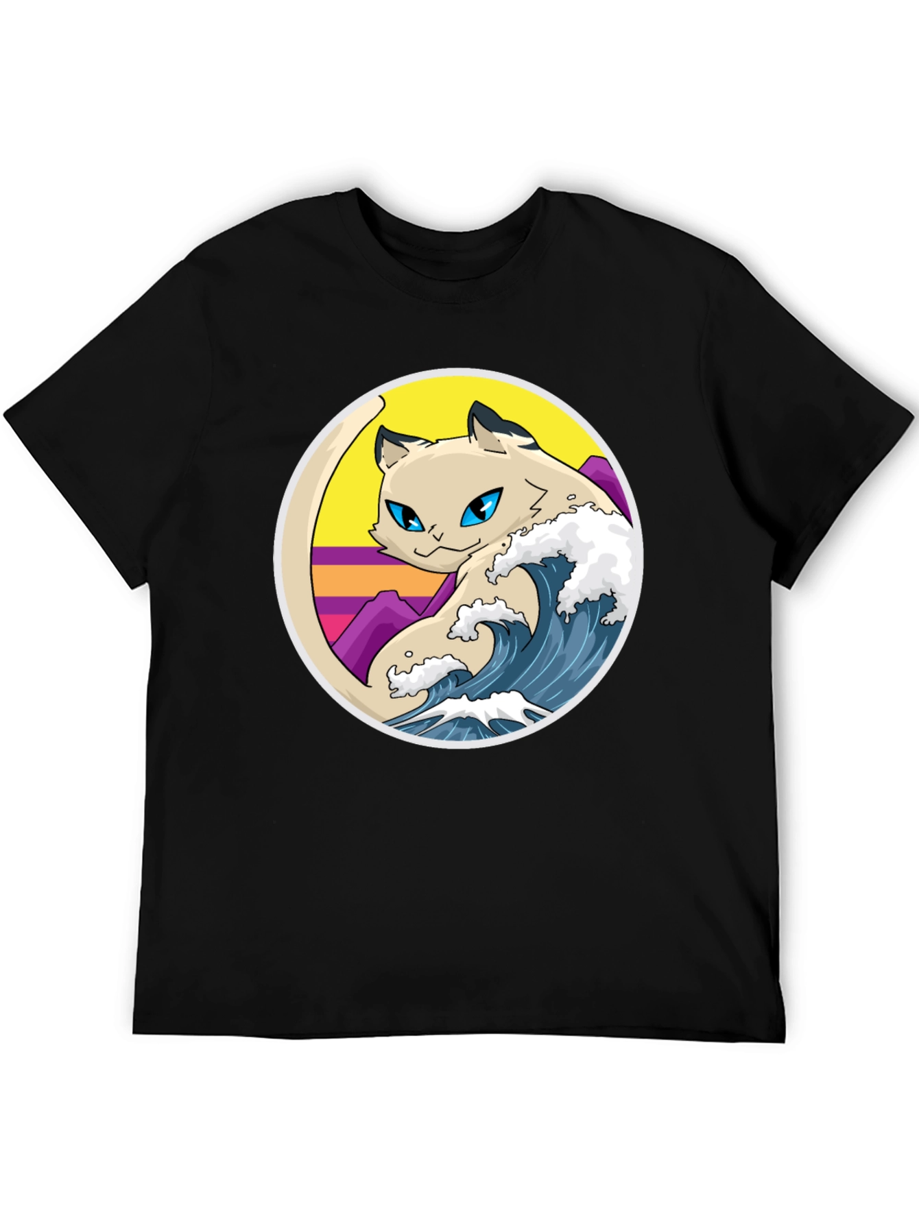 Retro Wave Cat Graphic T-Shirt