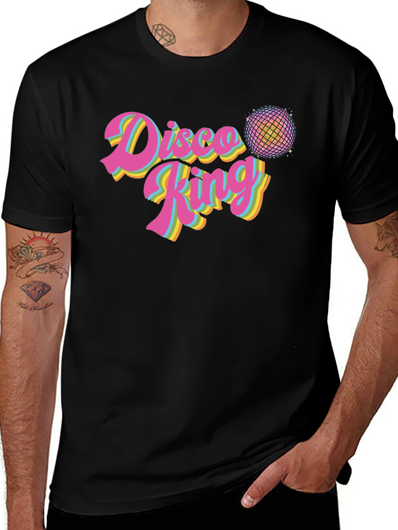 Disco King Retro T-Shirt - Black Cotton Tee