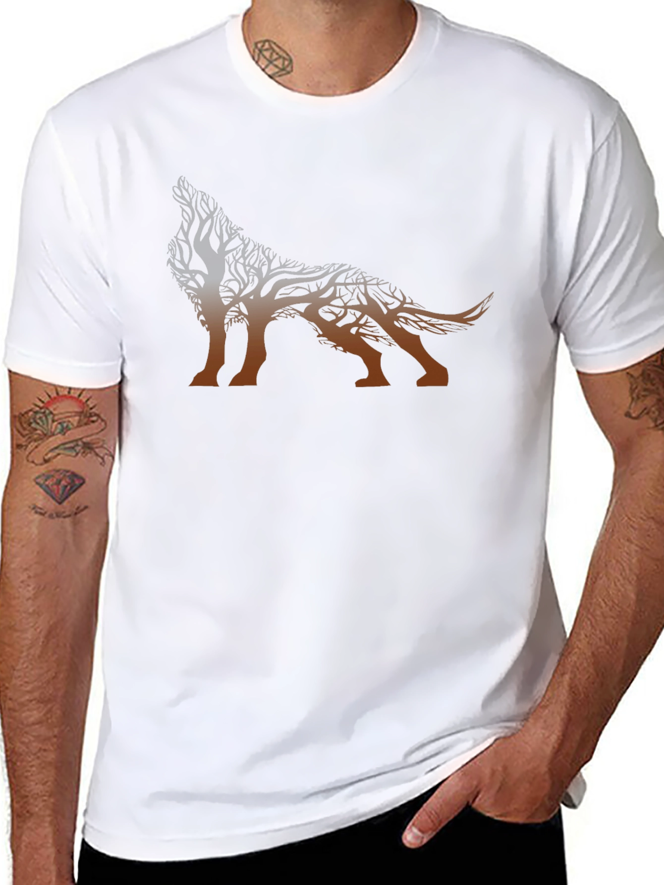 Tree Wolf Graphic T-Shirt - Nature Inspired Design