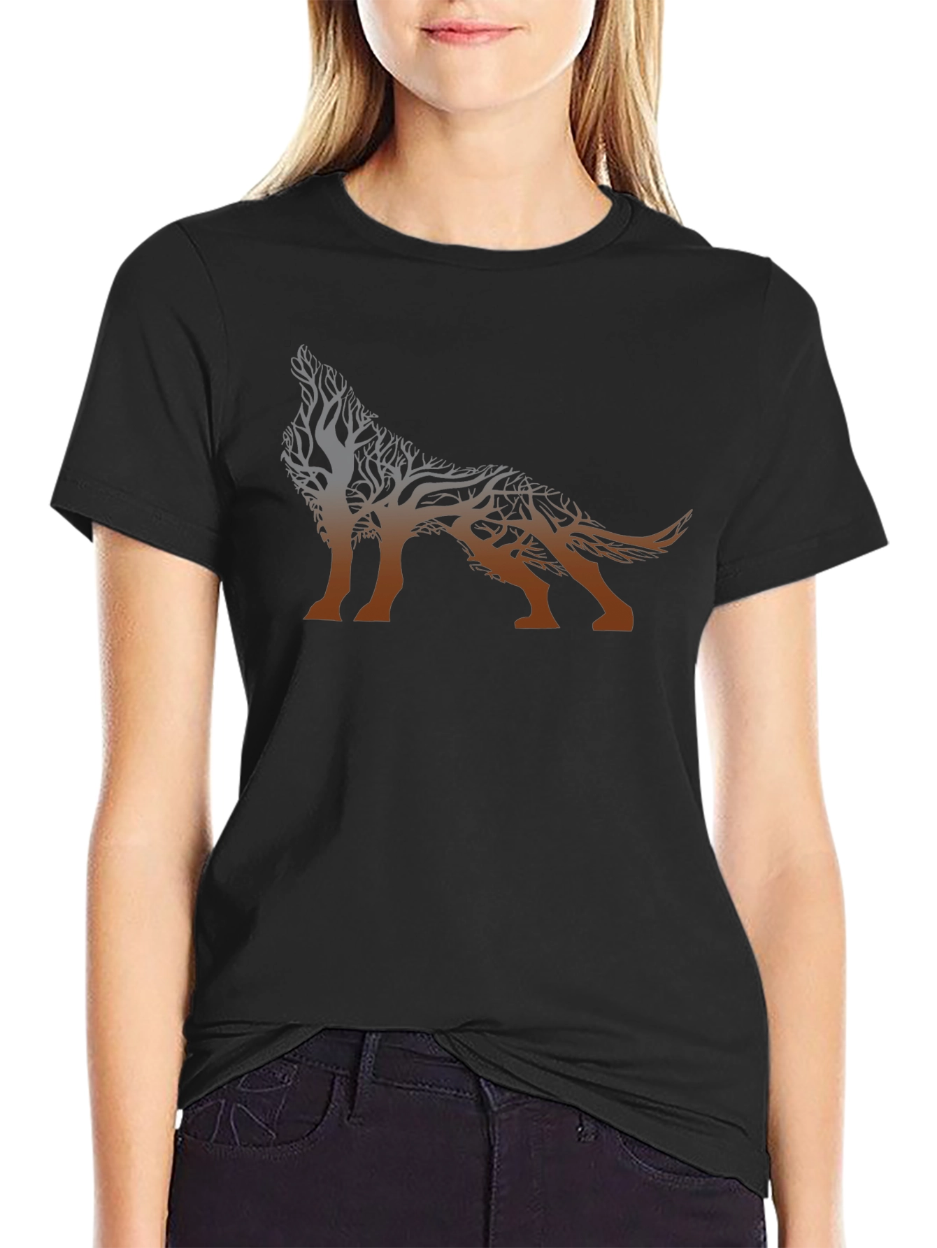 Tree Wolf Graphic T-Shirt - Nature Inspired Design