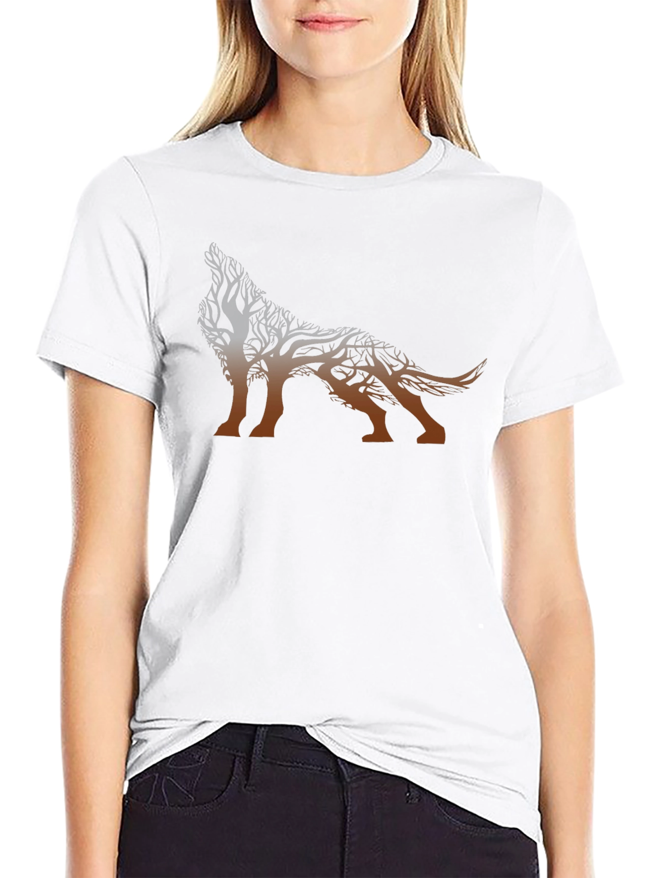 Tree Wolf Graphic T-Shirt - Nature Inspired Design
