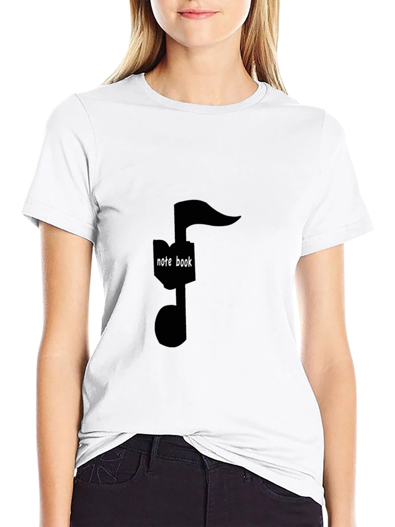 Musical Note Notebook Graphic Tee - Stylish Black T-Shirt