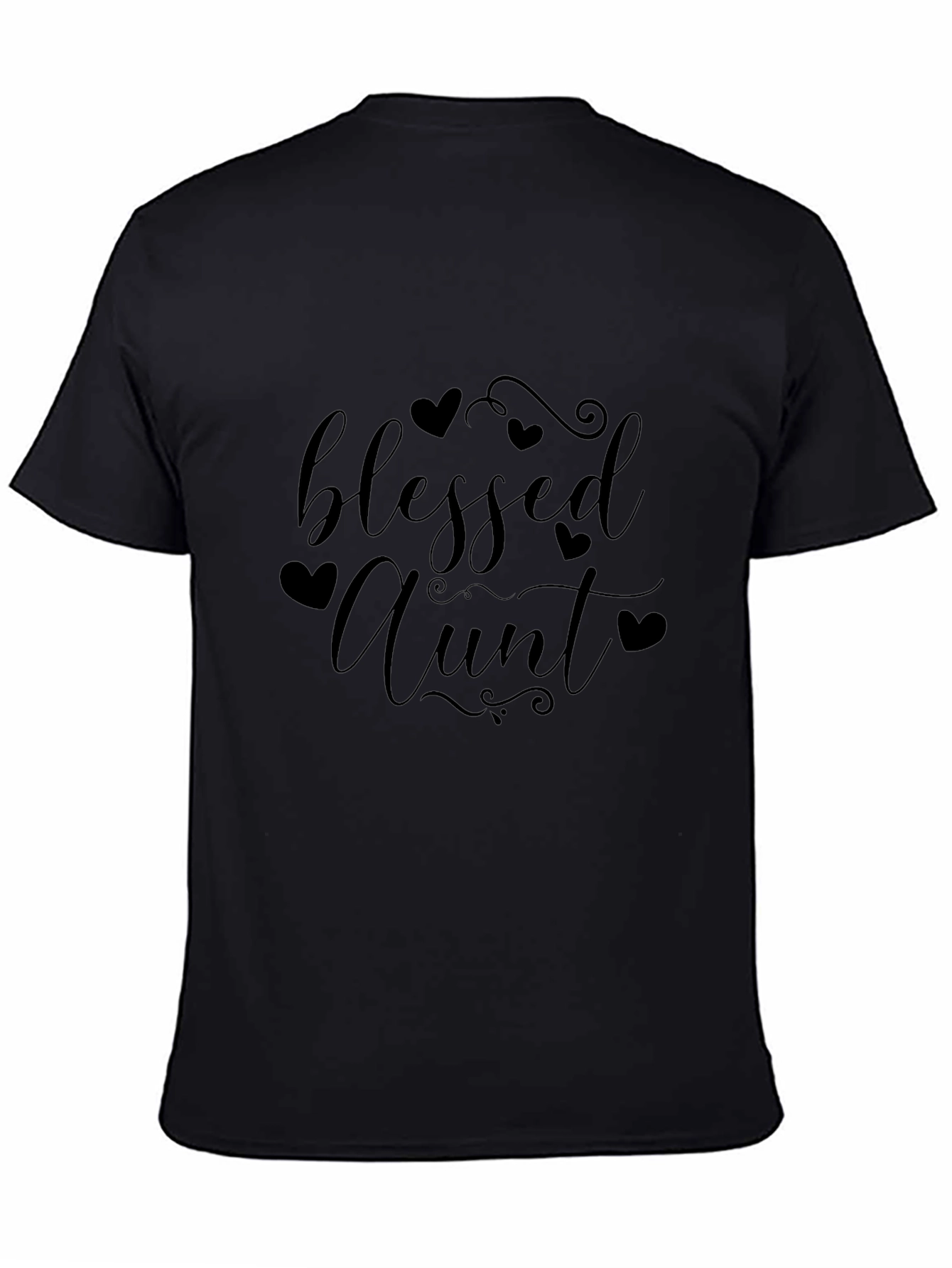 Blessed Aunt Black T-Shirt Heart Detail