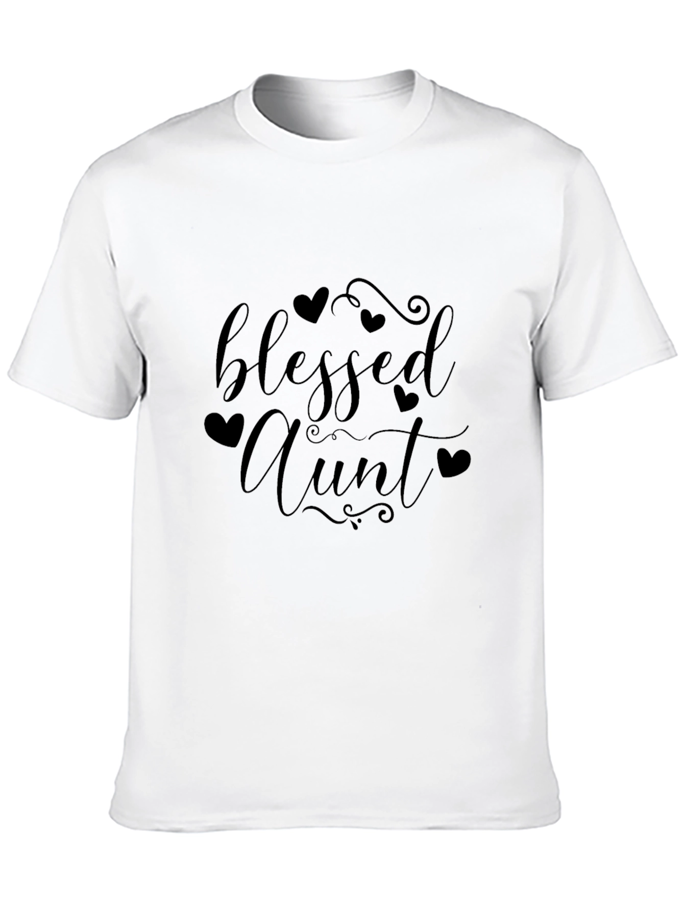 Blessed Aunt Black T-Shirt Heart Detail