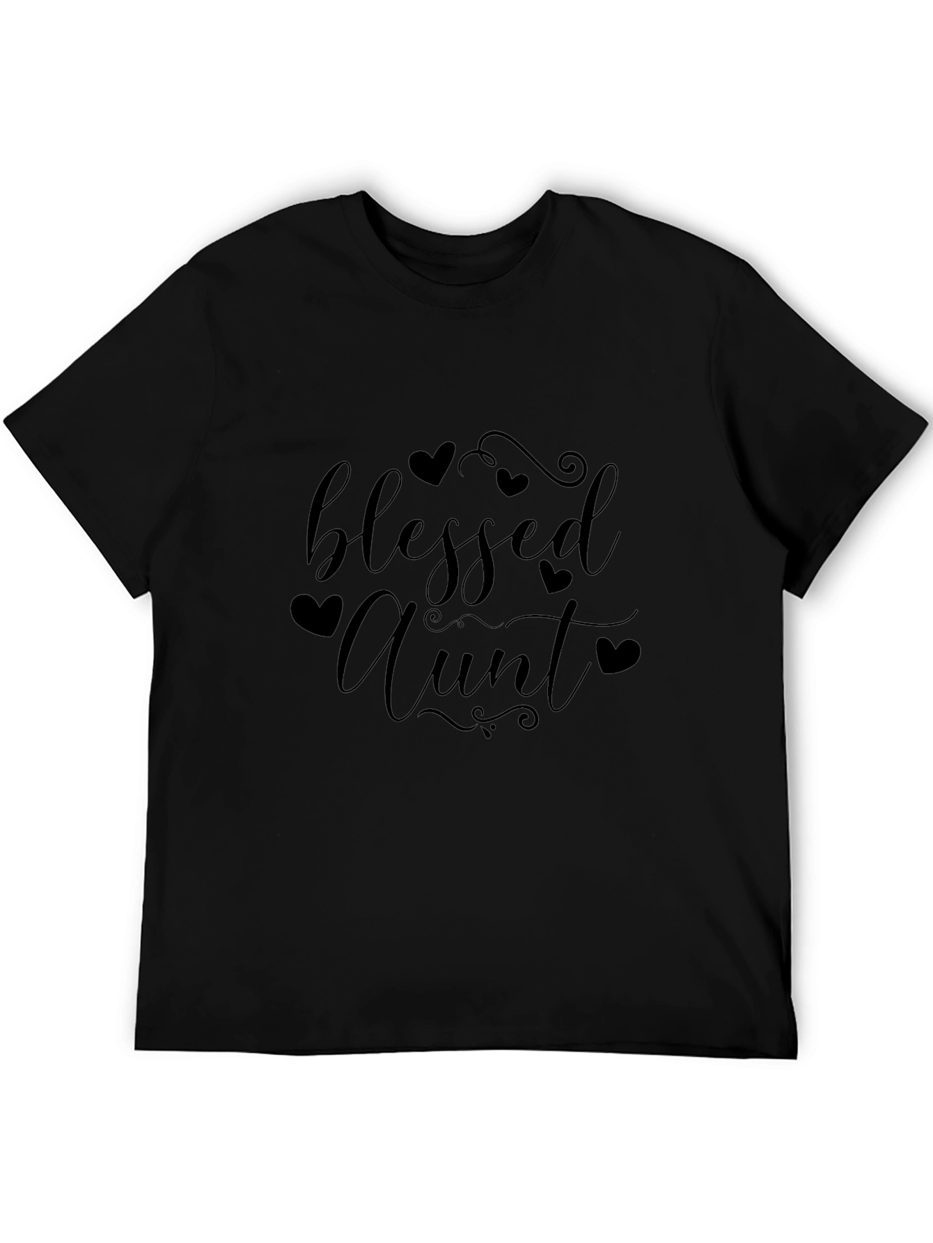 Blessed Aunt Black T-Shirt Heart Detail