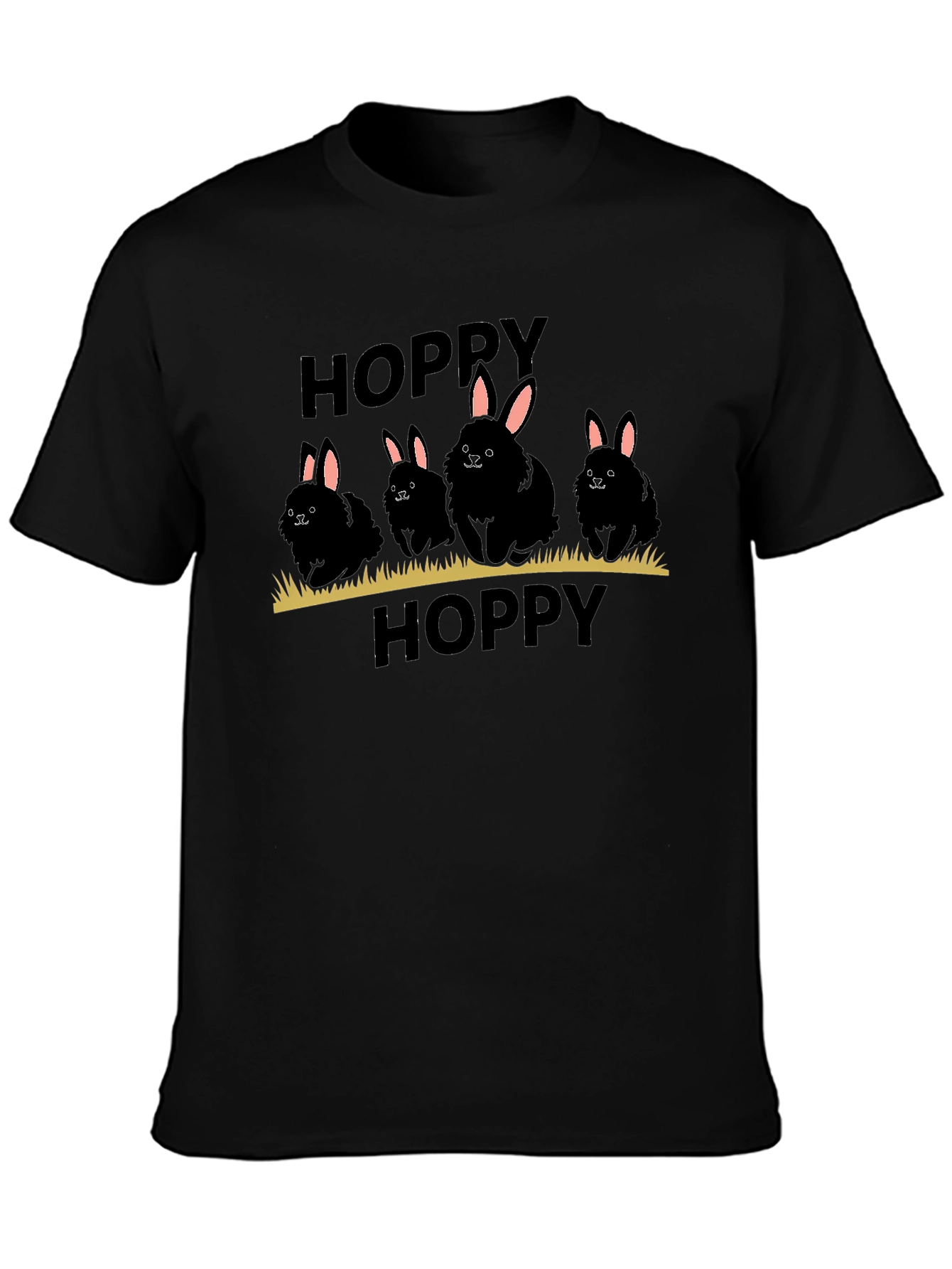 Hoppy Easter Bunny Black T-Shirt