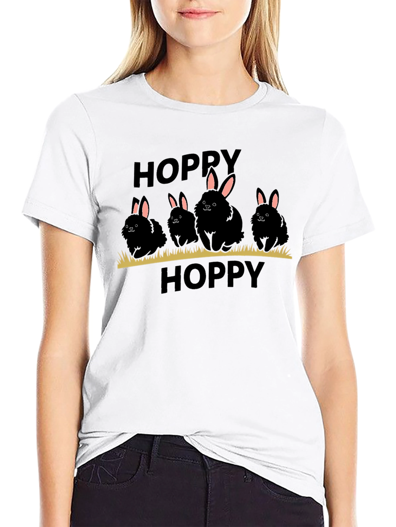 Hoppy Easter Bunny Black T-Shirt