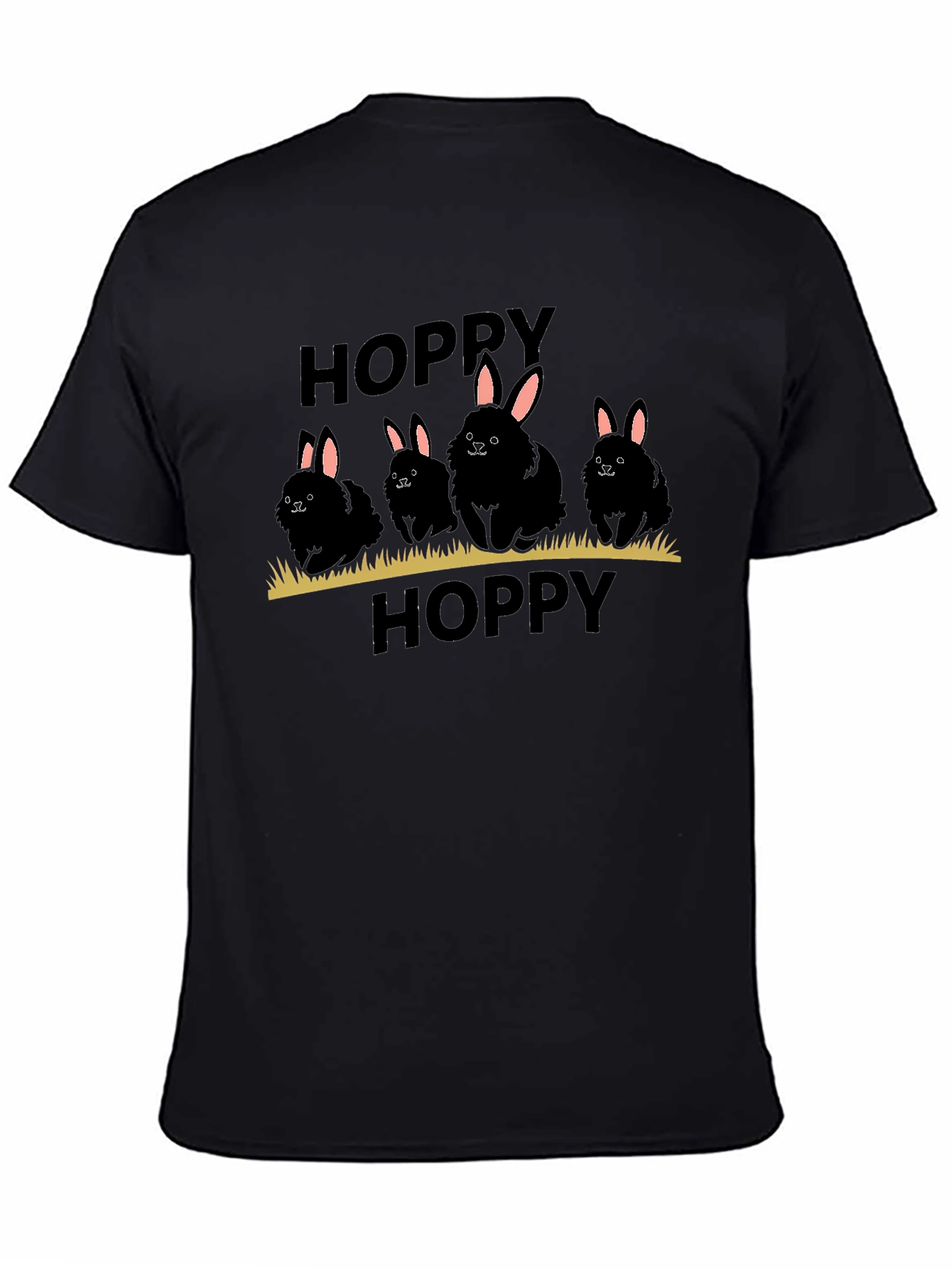 Hoppy Easter Bunny Black T-Shirt