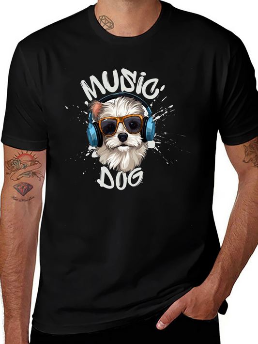 Music Dog T-Shirt - Trendy Graphic Tee