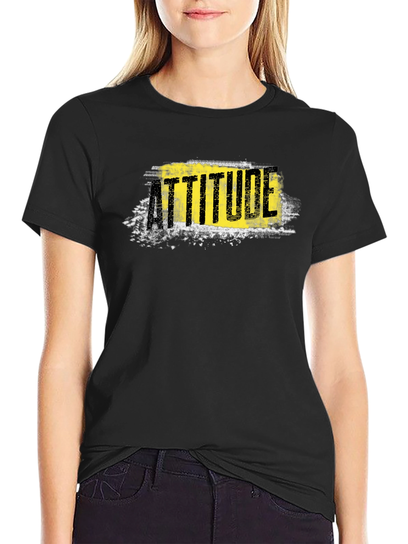 Attitude Graphic Print Black T-Shirt