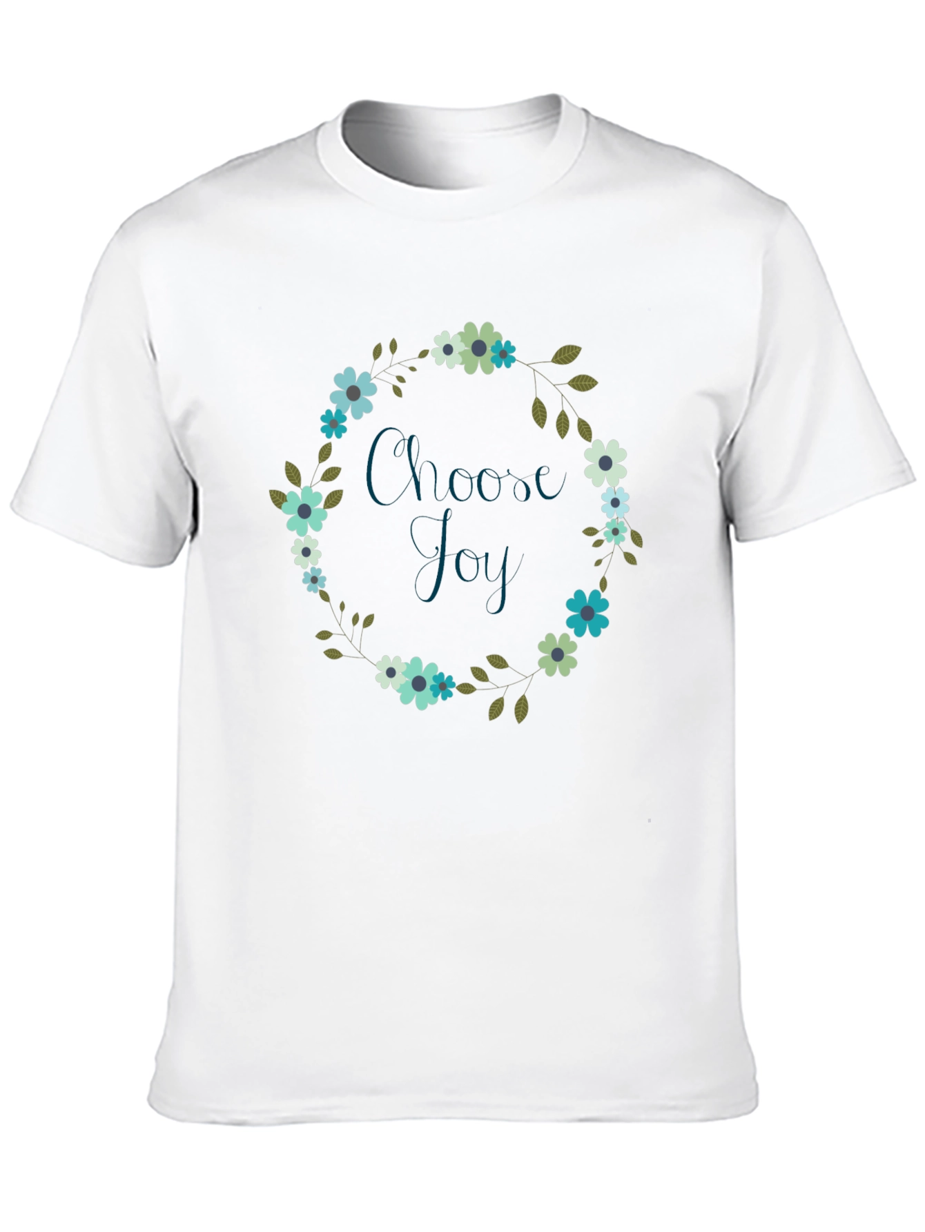 Choose Joy Floral Wreath Black T-Shirt